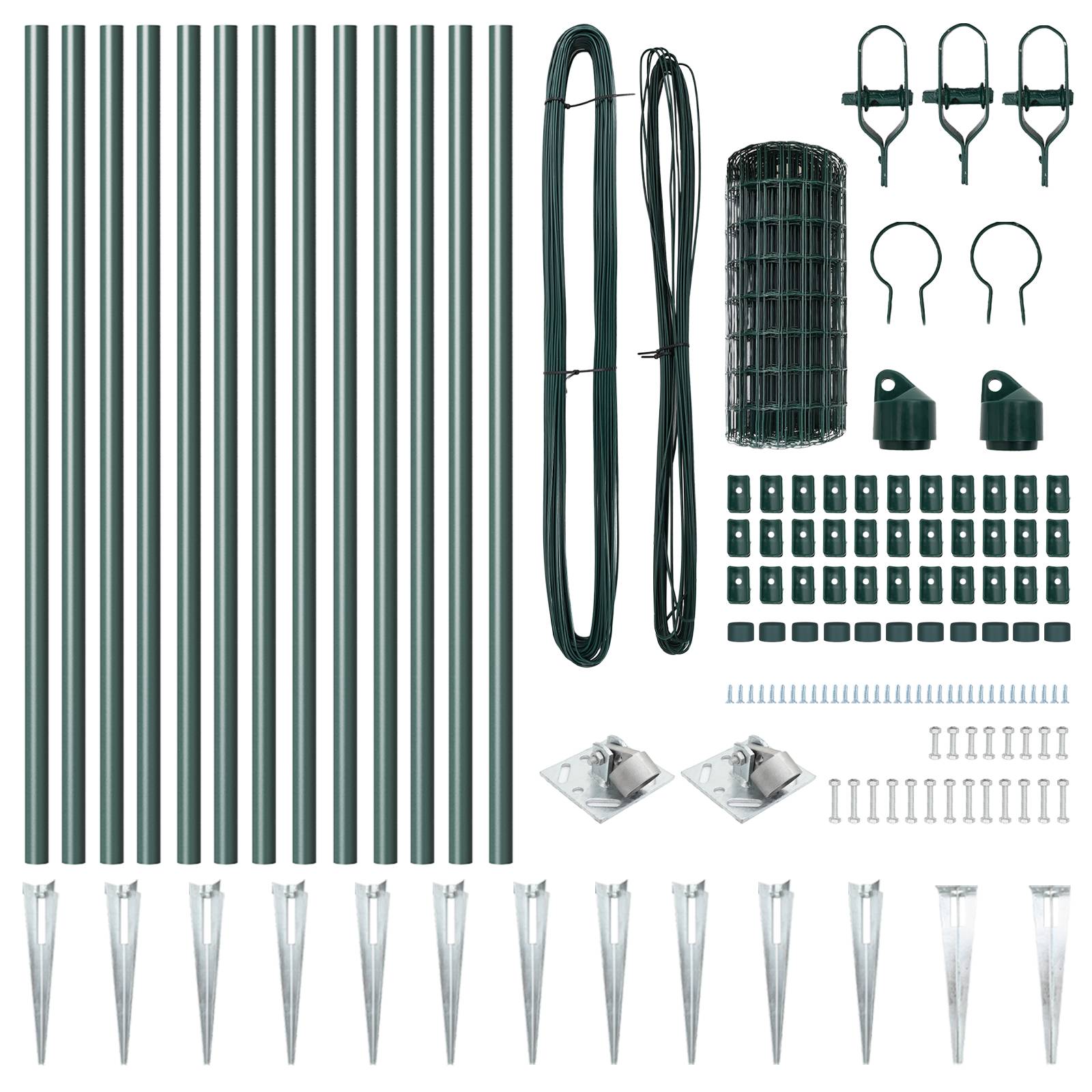vidaXL Euro Zaun mit 13 Spike-Posts 0.4x25 m verzinkter Stahl Grün