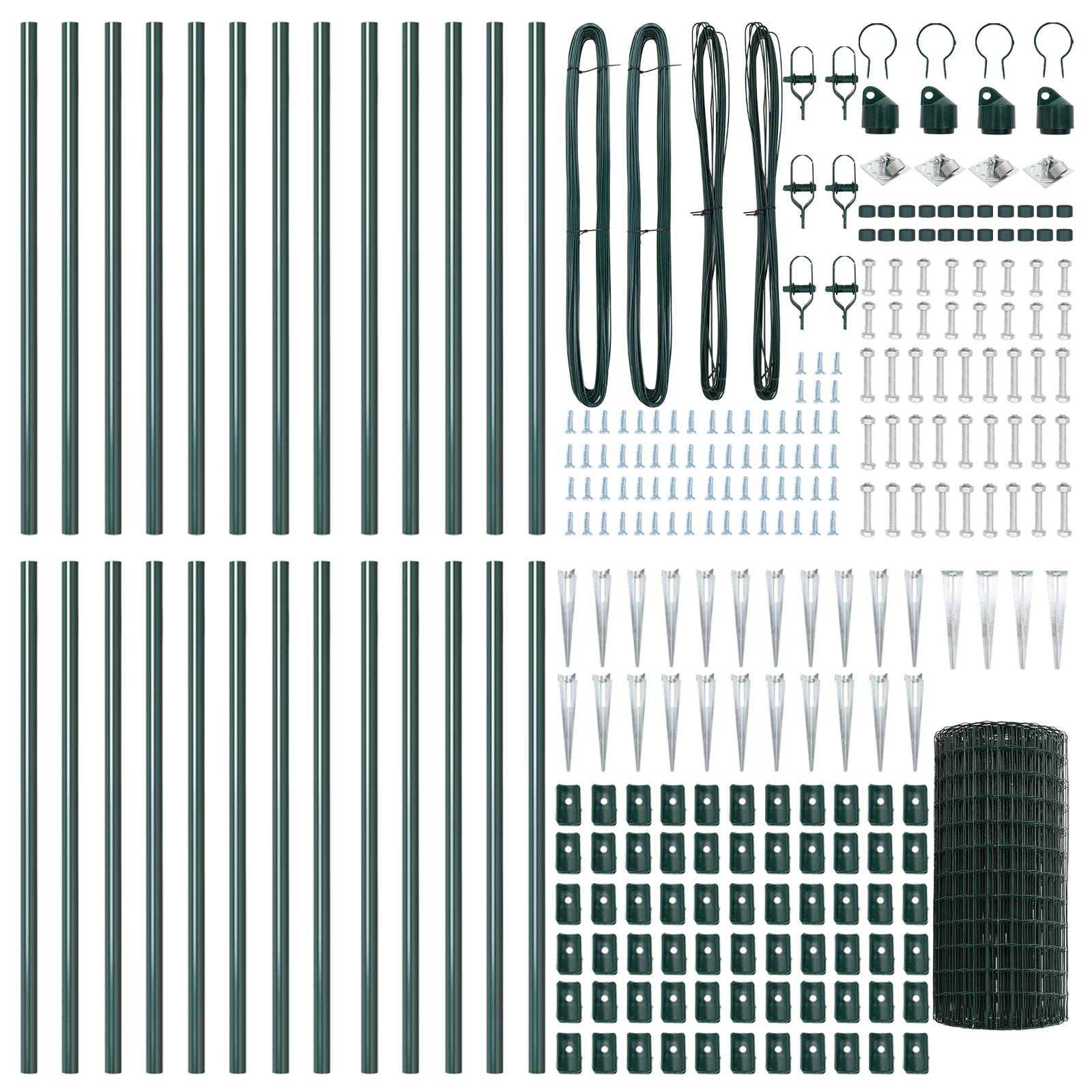 vidaXL Eurozaun mit 13 Spike-Posts 0.6x50 m galvanisiert Stahl Grün