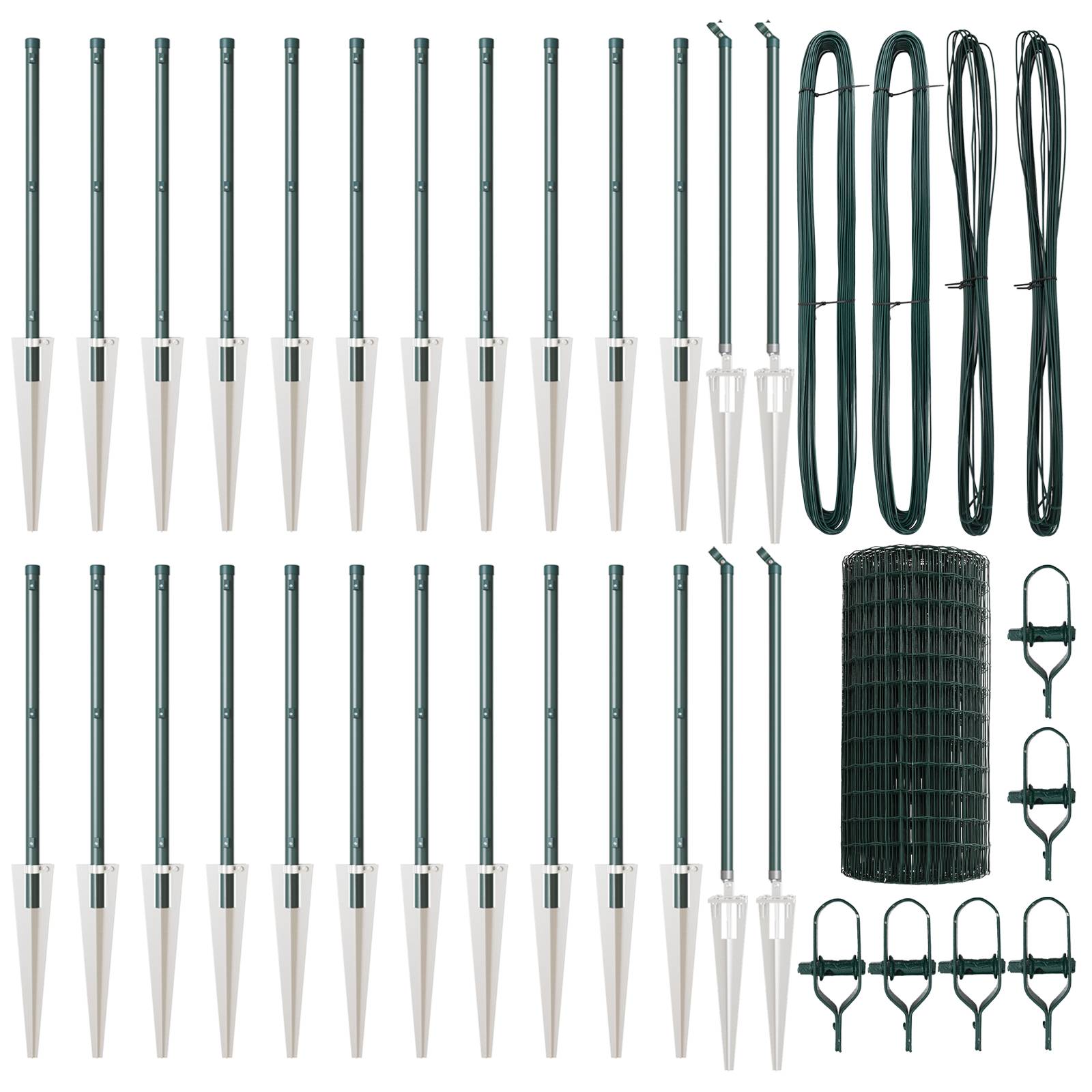 vidaXL Eurozaun mit 13 Spike-Posts 0.6x50 m galvanisiert Stahl Grün