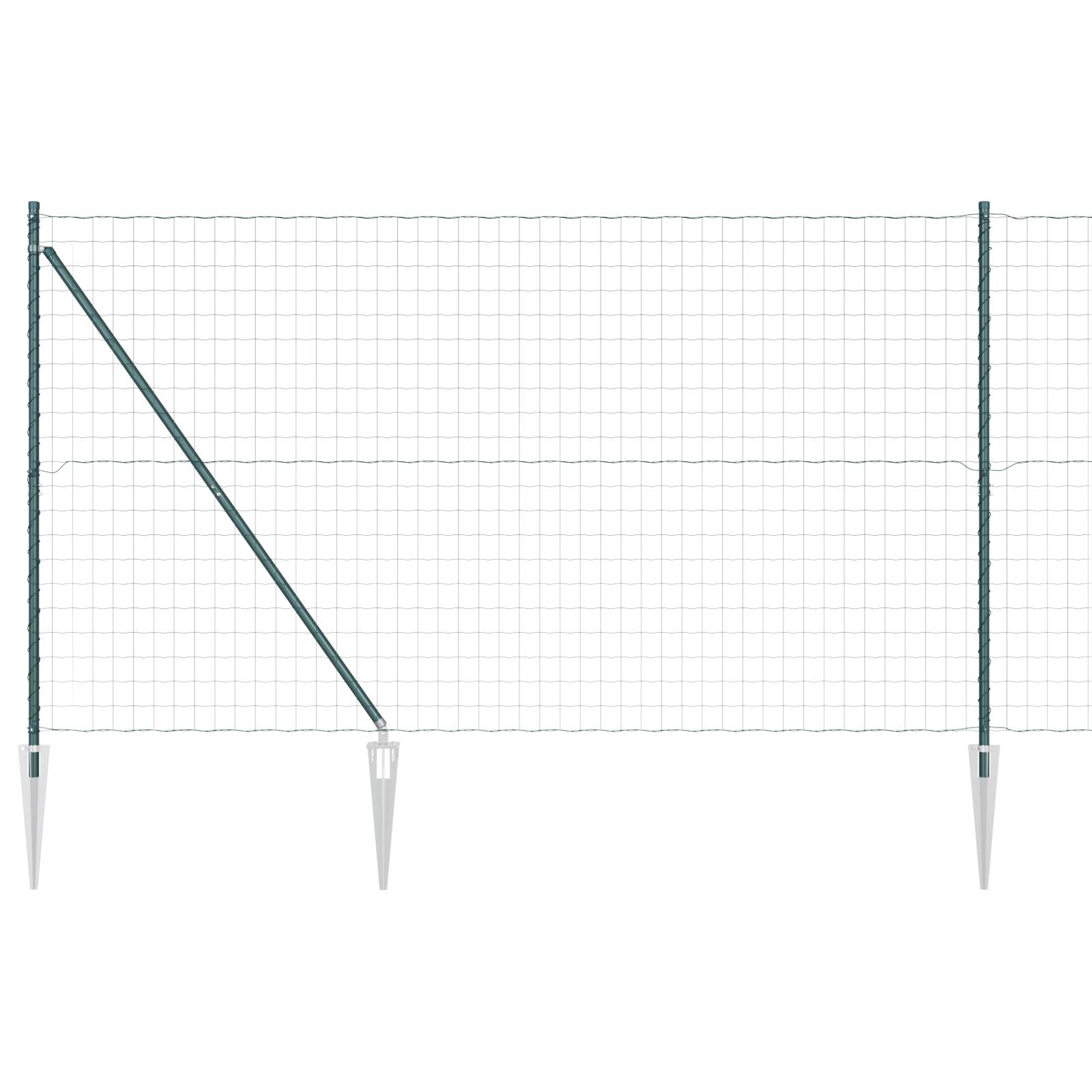 vidaXL Euro Zaun mit 7 Spike-Posts 1,6x10 m Verzinkter Stahl Grün