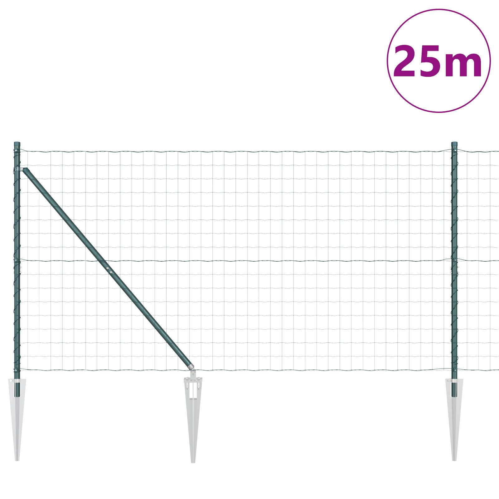 vidaXL Eurozaun Set aus 2 Grün Pulverbeschichteter Stahl 25 x 1,2 m