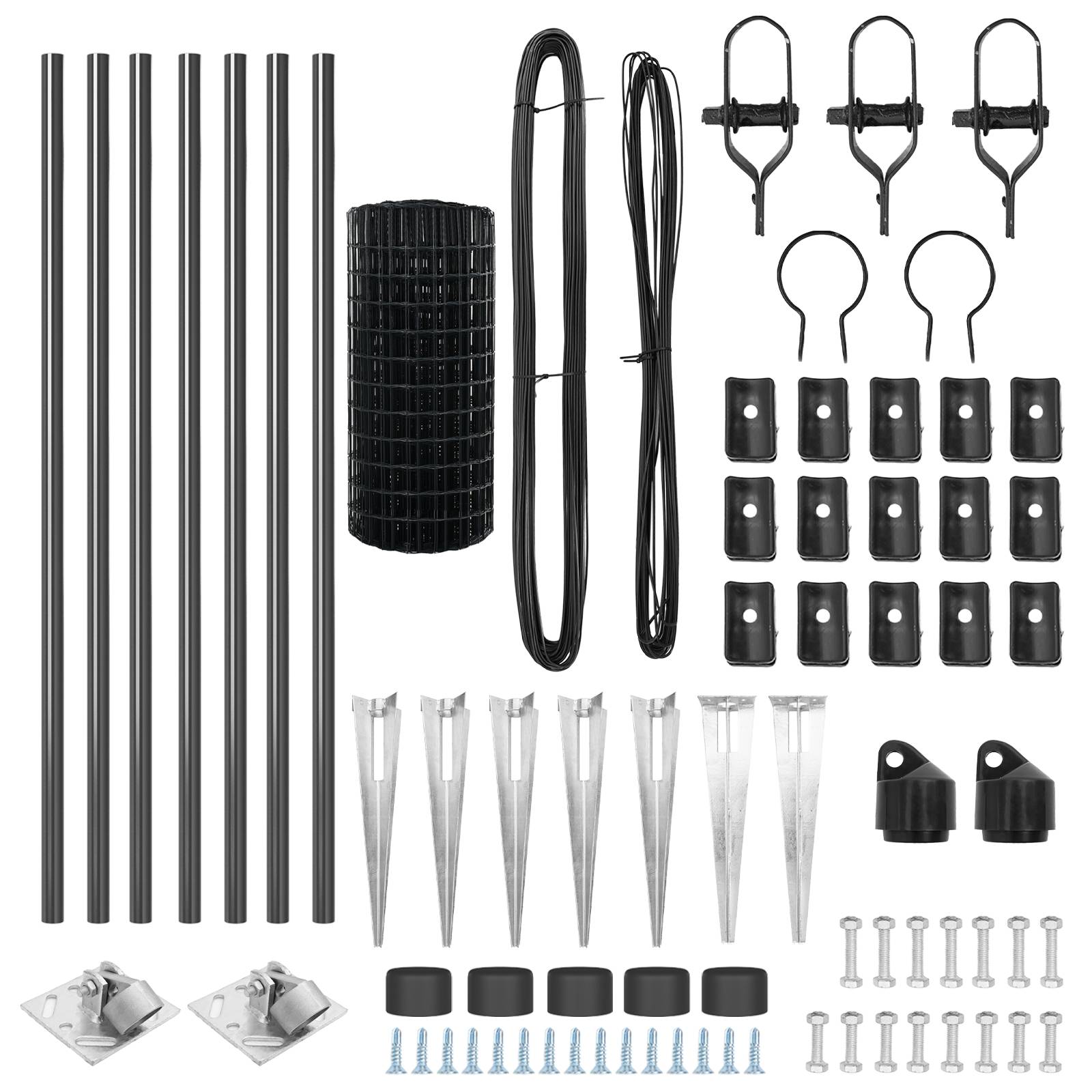 vidaXL Euro-Zaun mit 7 Staketenspikes 0,4x10 m galvanisierter Stahl grau