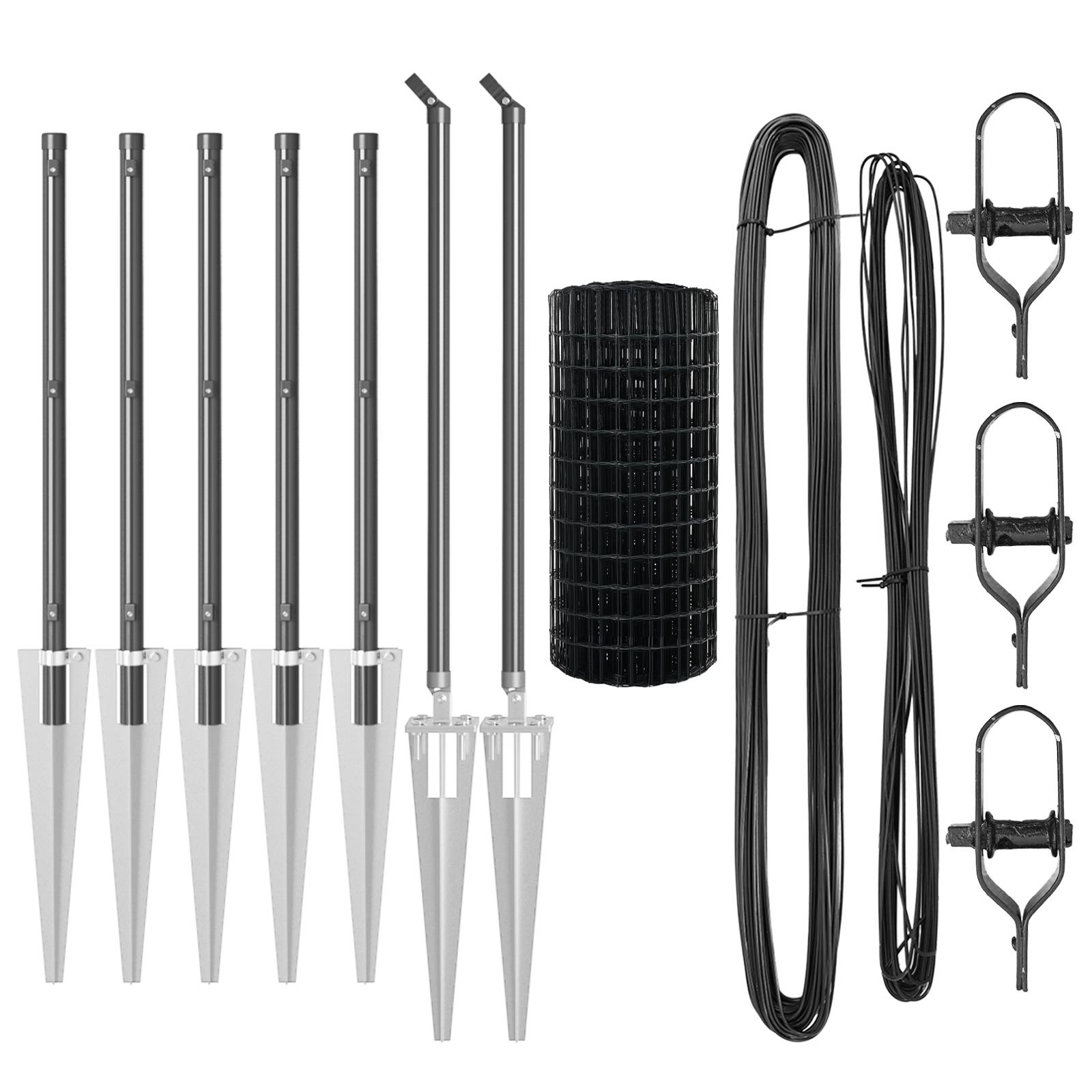 vidaXL Euro Zaun mit 7 Spike-Posten 0.4x10 m verzinkter Stahl grau