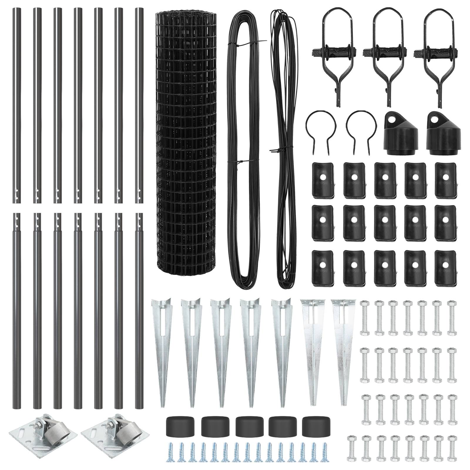 vidaXL Euro Zaun mit 7 Spike Pfosten 1.2x10 m Verzinkter Stahl Grau
