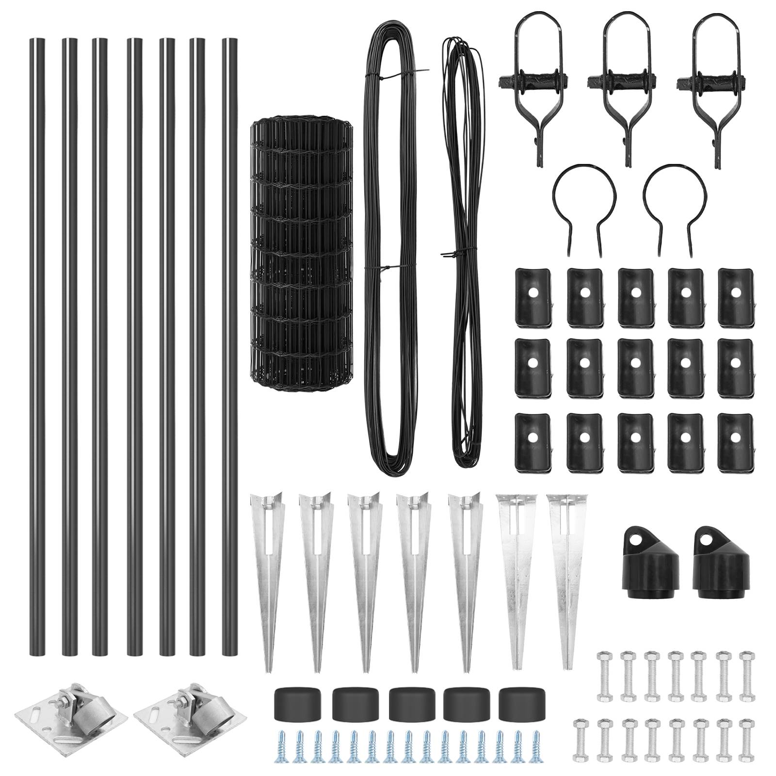 vidaXL Eurozaun mit 7 Spike-Posts 1x10 m verzinkter Stahl Grau