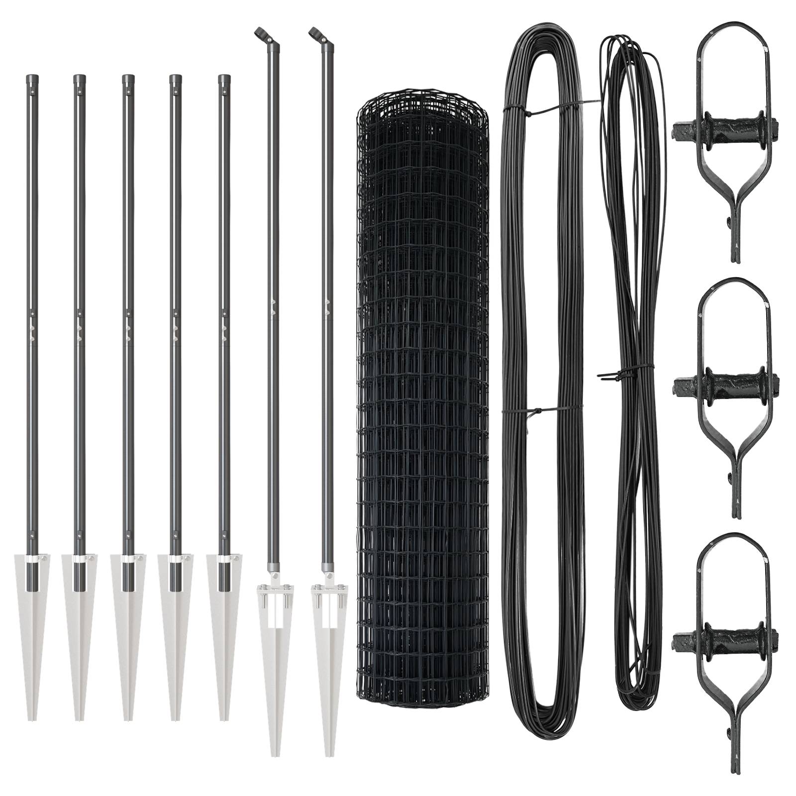 vidaXL Euro Zaun mit 7 Spike-Posts 1,4x10 m feuerverzinkter Stahl grau