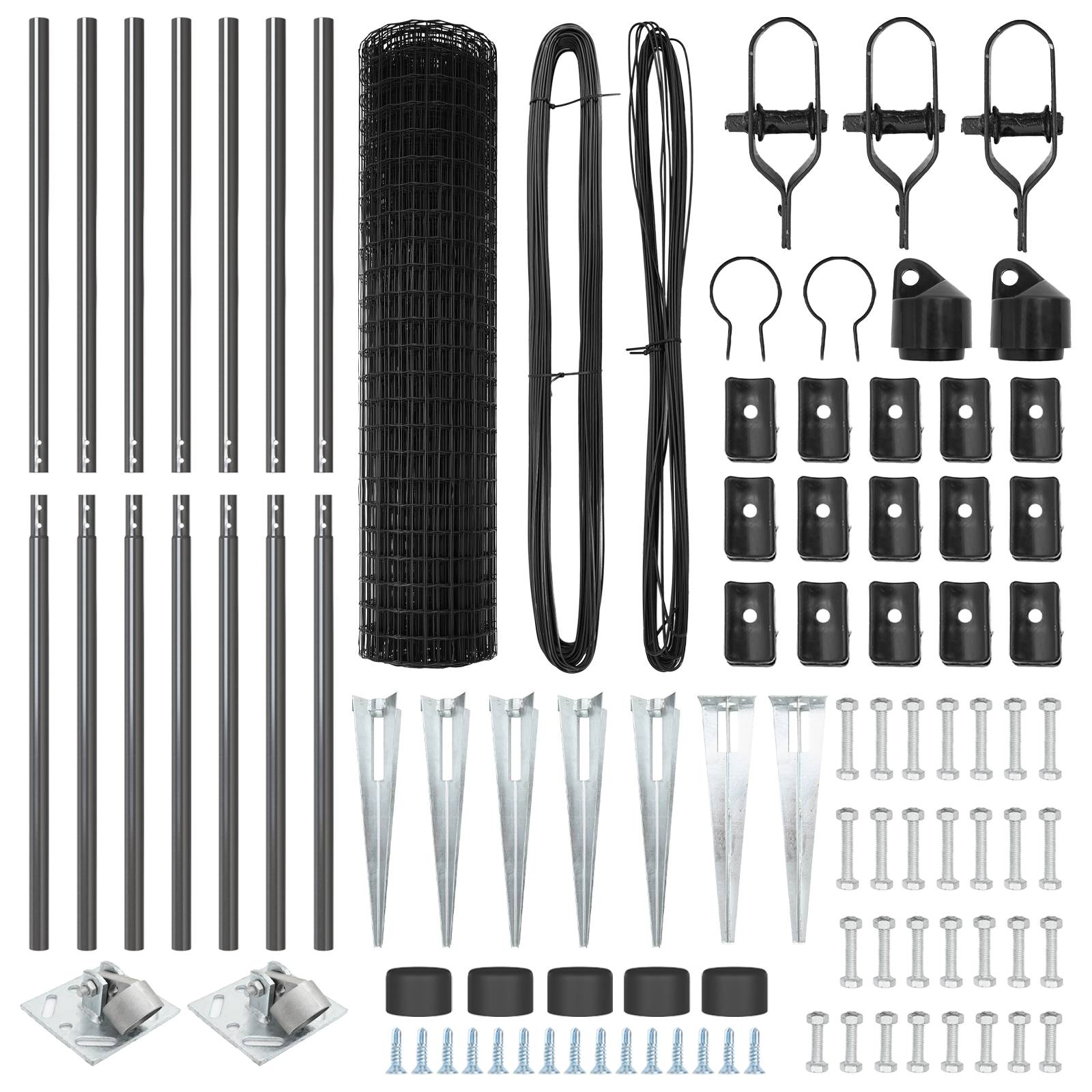 vidaXL Euro Zaun mit 7 Spike-Posts 1,4x10 m feuerverzinkter Stahl grau