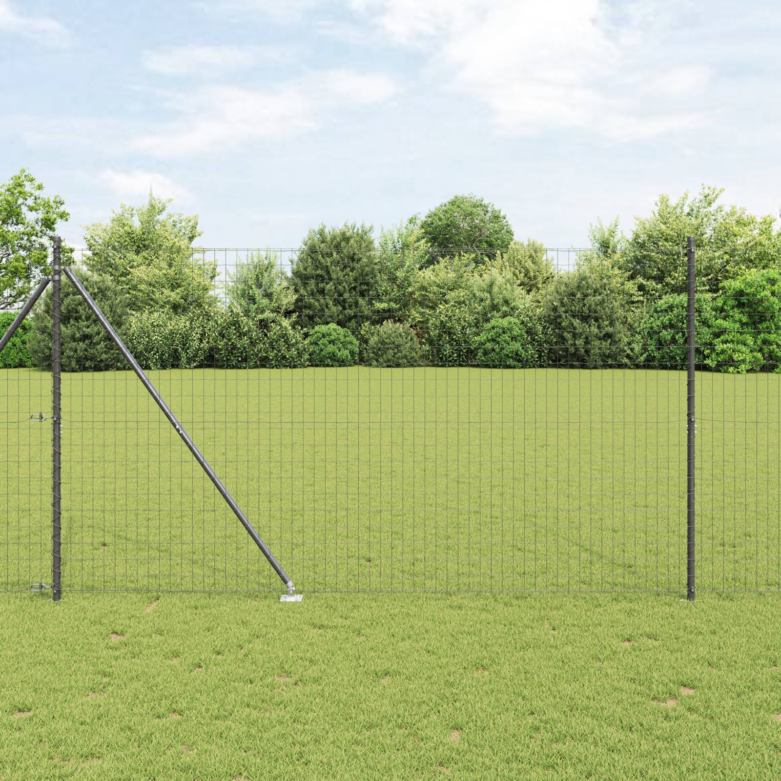 vidaXL Eurozaun mit 7 Spike-Posts 1,6x10 m Verzinkter Stahl Grau