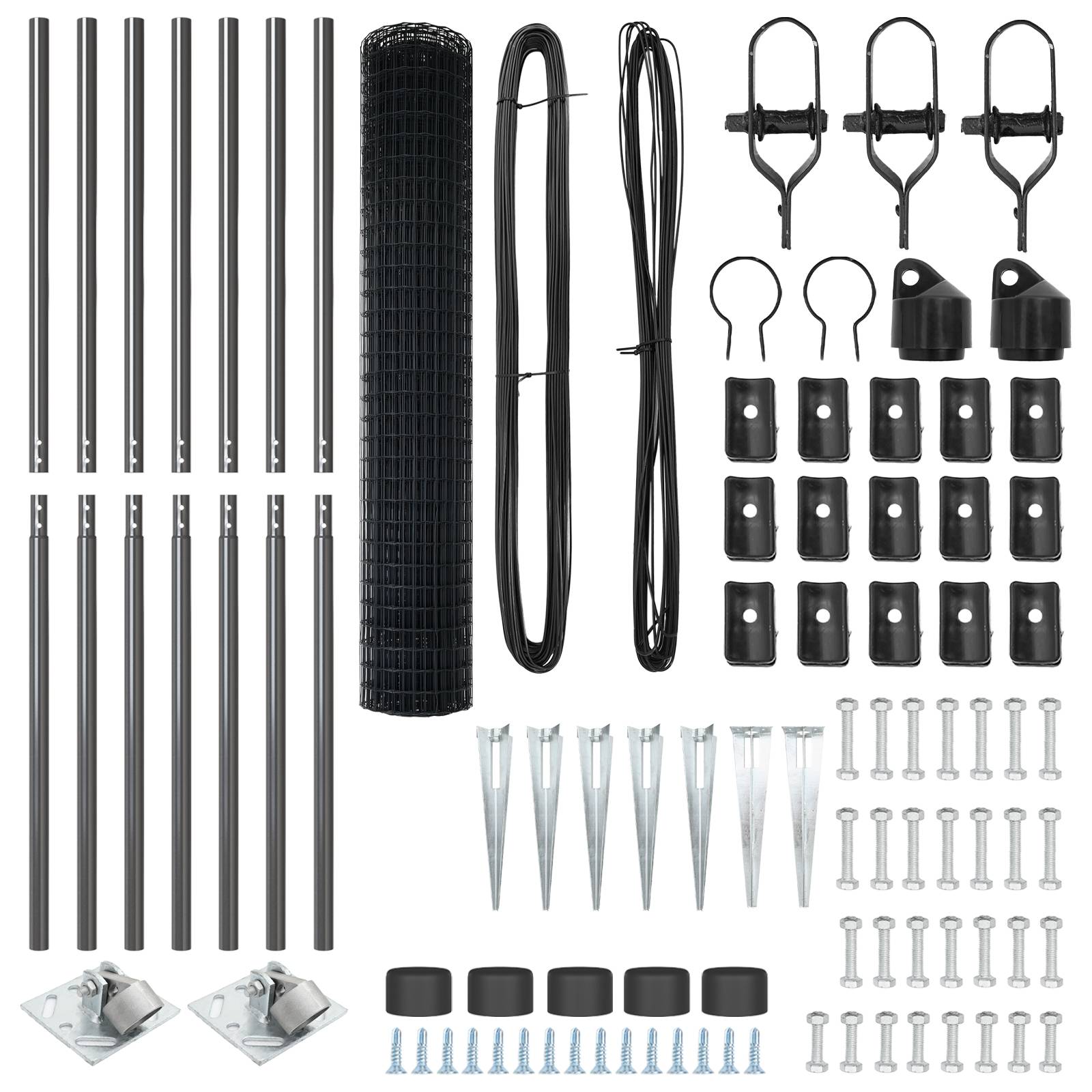 vidaXL Eurozaun mit 7 Spike-Posts 1,6x10 m Verzinkter Stahl Grau