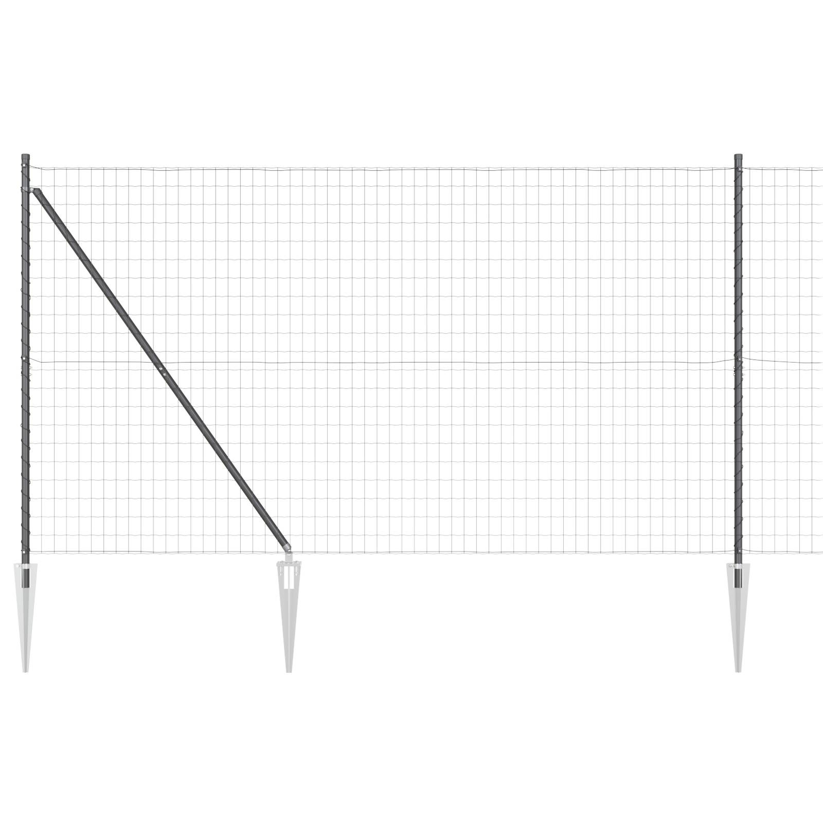 vidaXL Eurozaun mit 7 Spike-Posts 1,6x10 m Verzinkter Stahl Grau