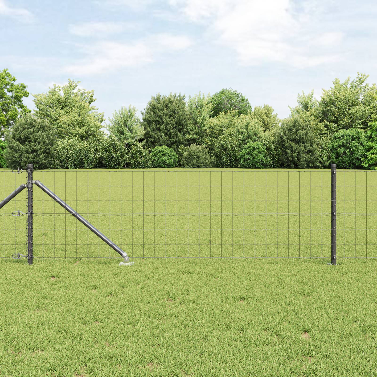 vidaXL Euro-Zaun mit 13 Stachelpfosten 0.4x50 m Feuerverzinkter Stahl Grau