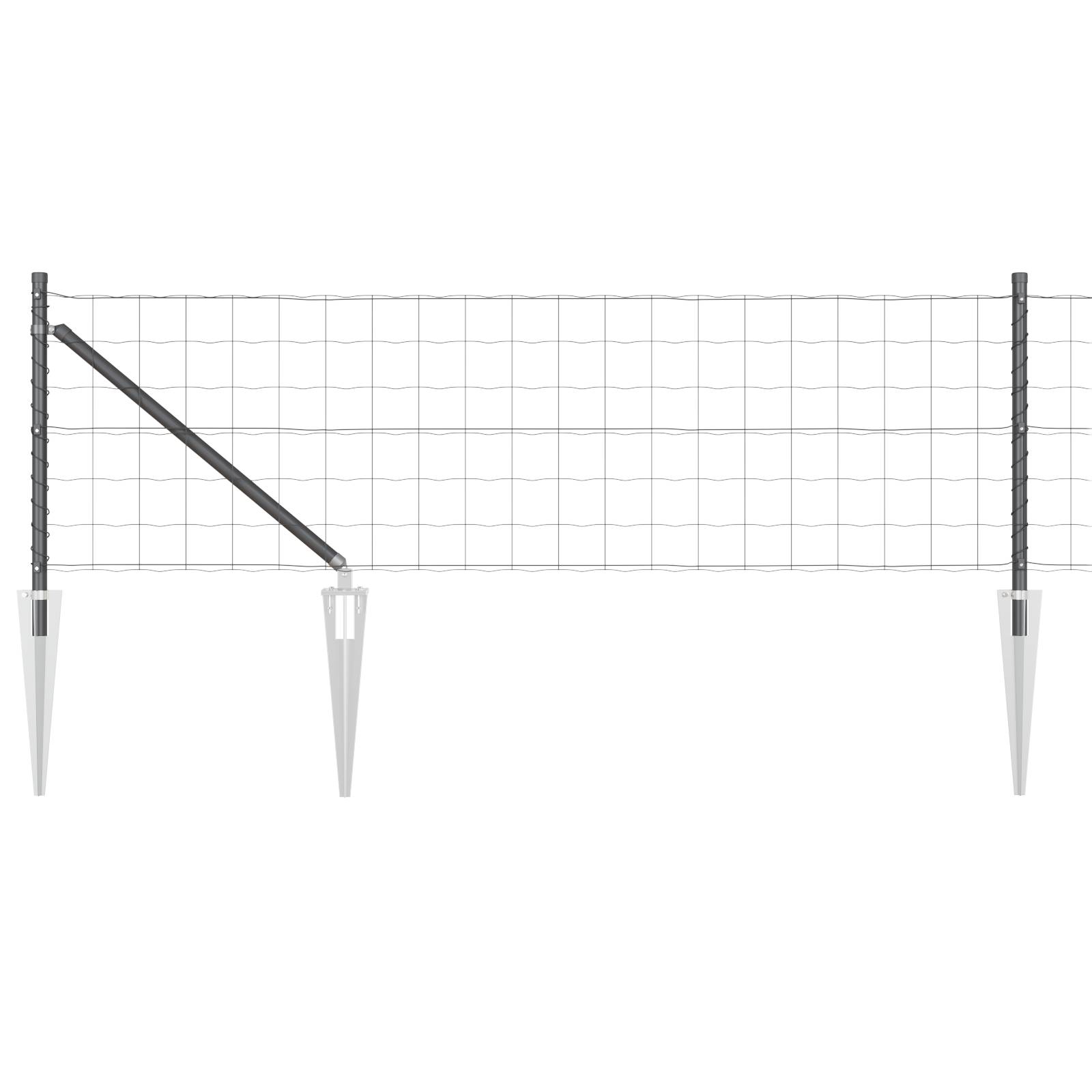 vidaXL Euro-Zaun mit 7 Spike-Pfosten 0.8x10 m verzinkter Stahl grau