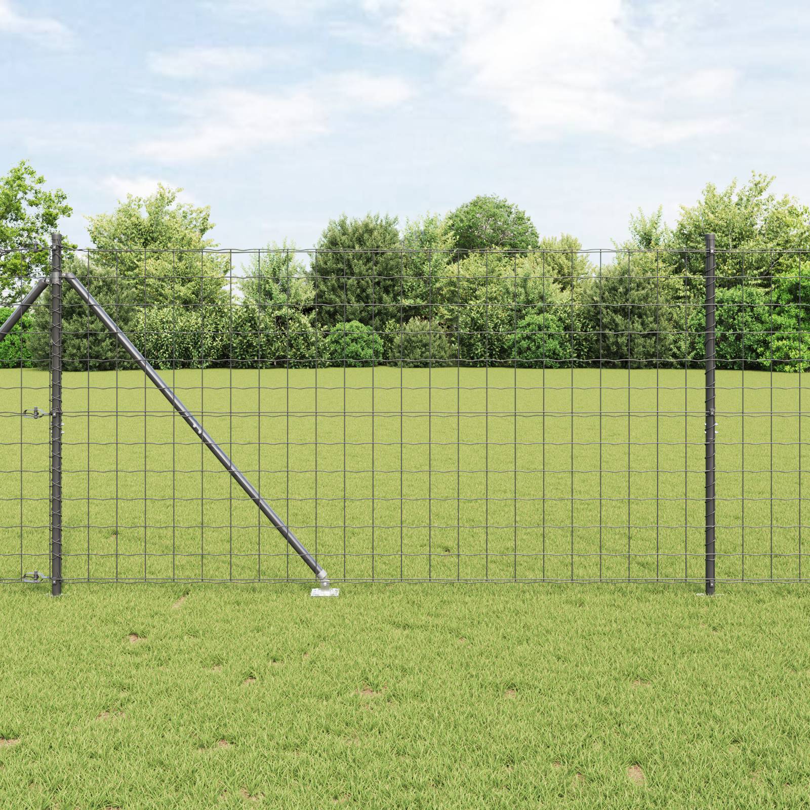 vidaXL Euro Zaun mit 7 Spießpfosten 1,2x10 m verzinkter Stahl grau