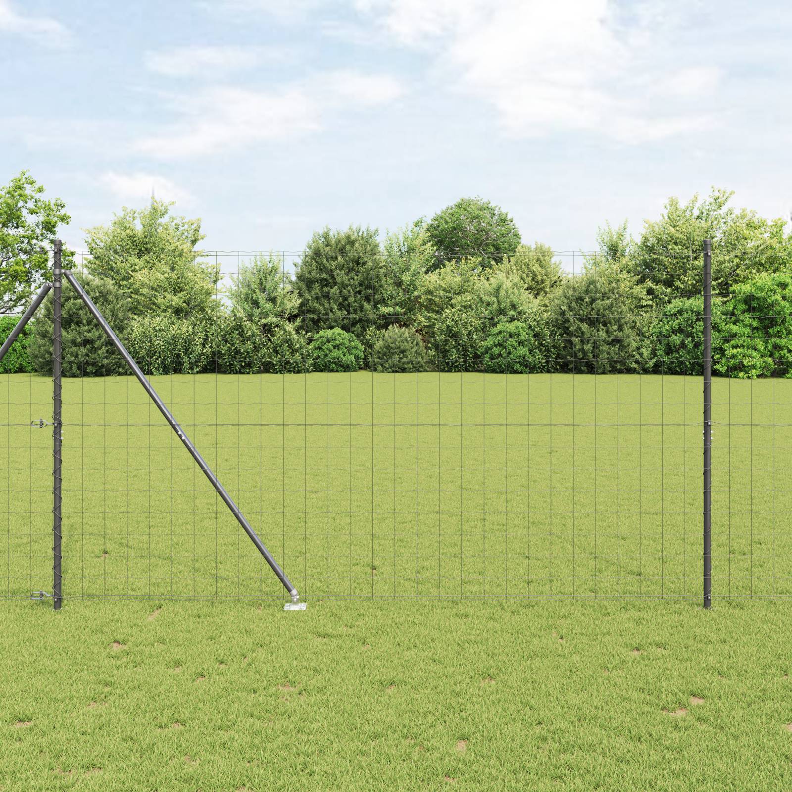 vidaXL Euro-Zaun mit 7 Spike-Pfosten 1,6x10 m verzinkter Stahl Grau