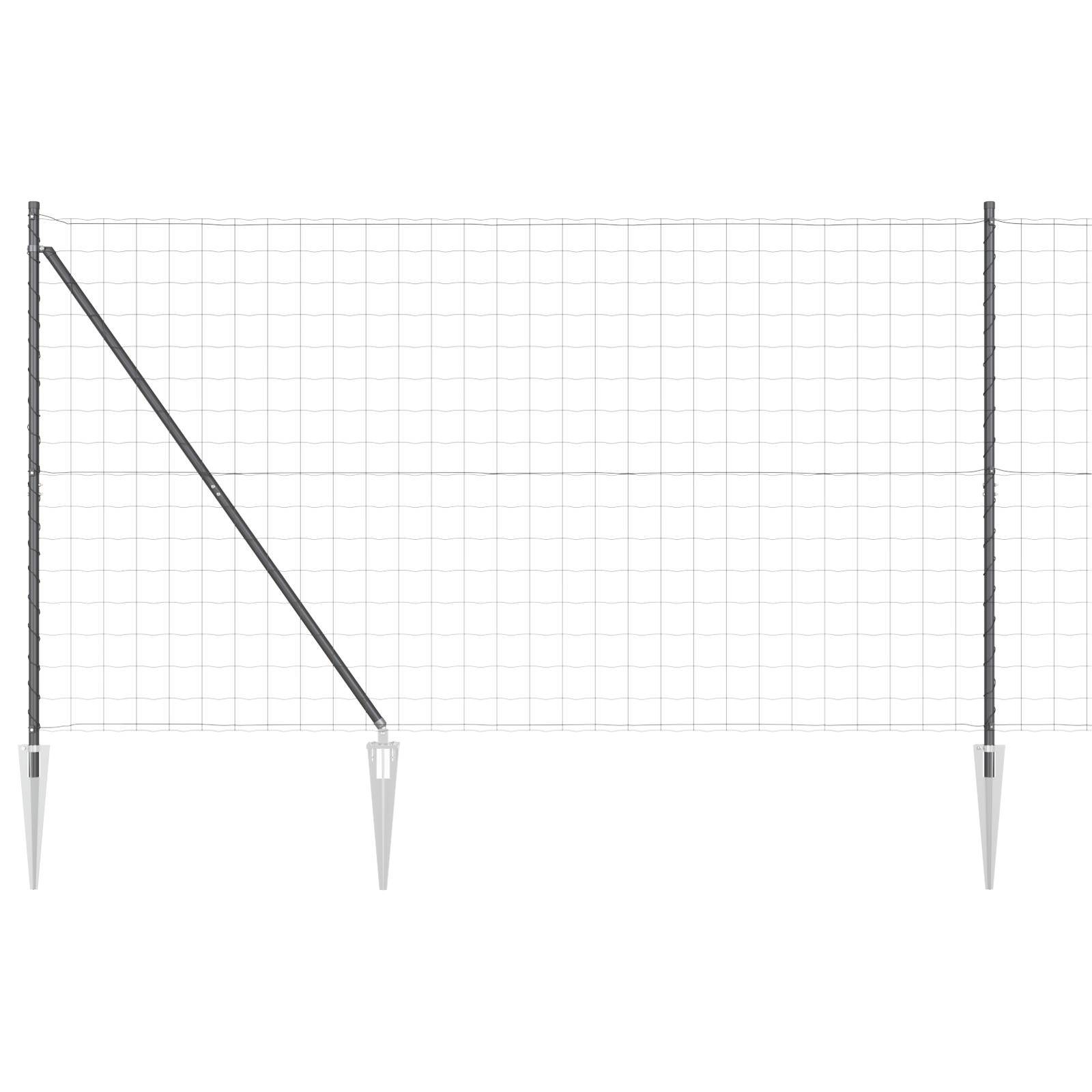 vidaXL Euro-Zaun mit 7 Spike-Pfosten 1,6x10 m verzinkter Stahl Grau