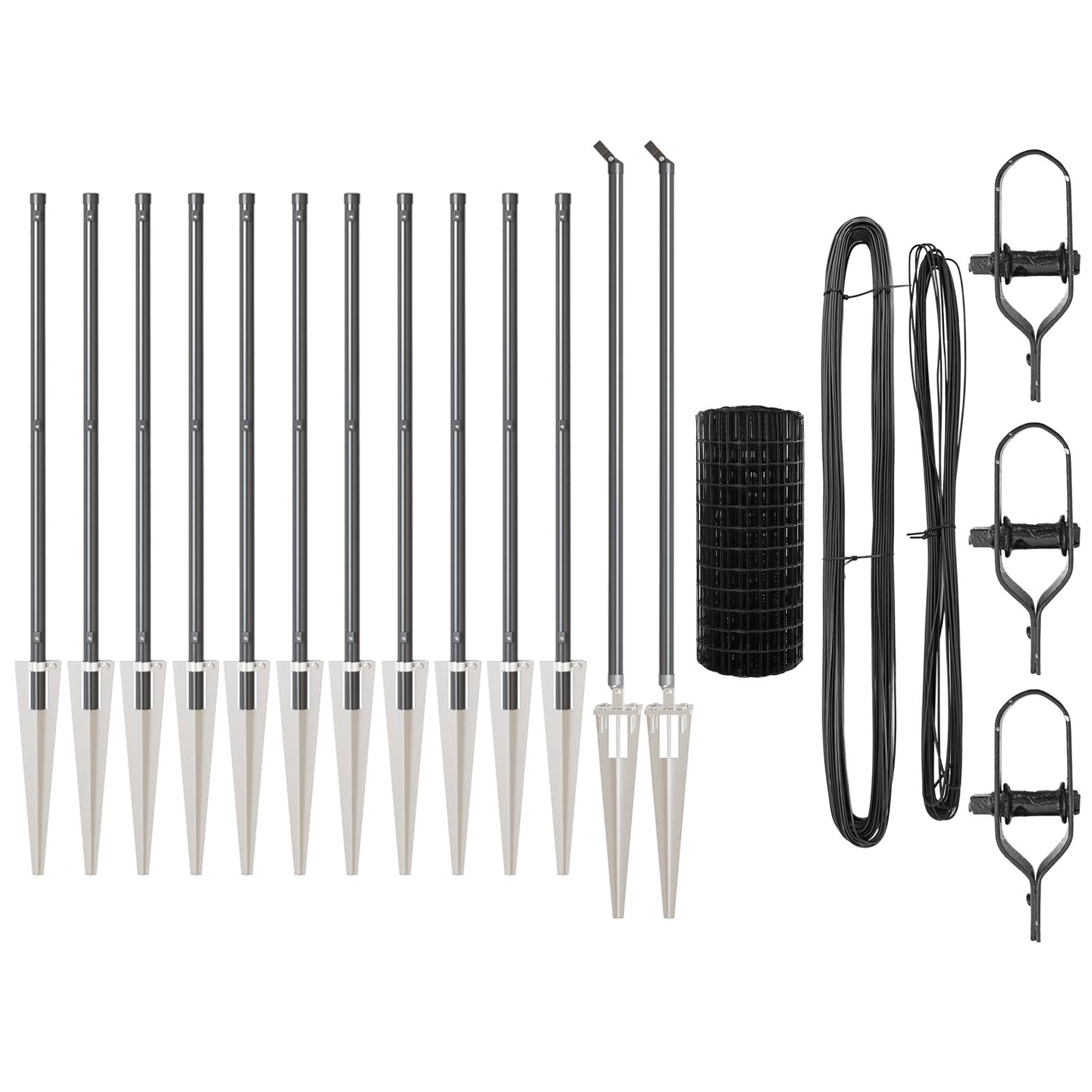 vidaXL Euro Zaun mit 13 Spitzenpfosten 1x25 m Verzinkter Stahl Grau