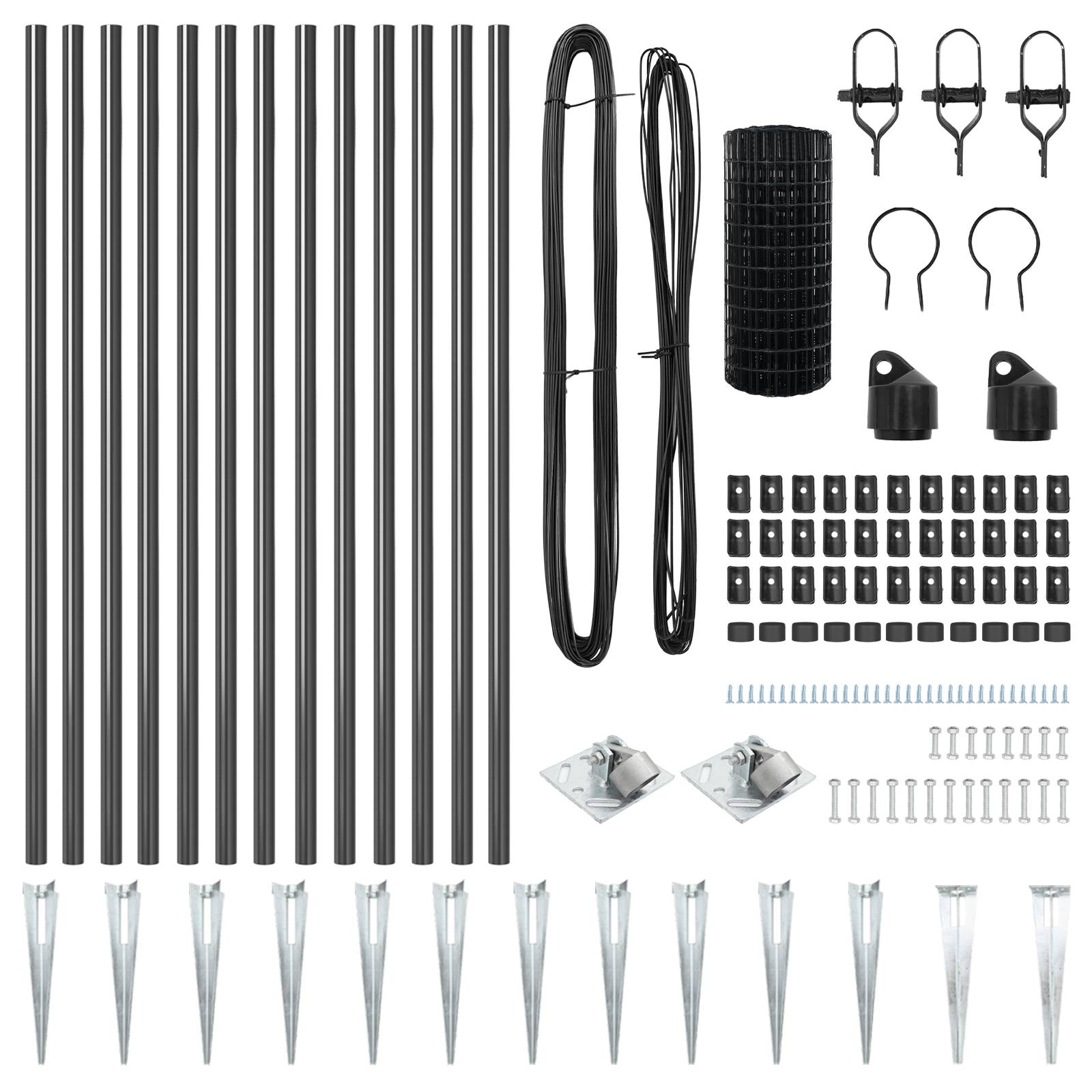 vidaXL Euro Zaun mit 13 Spike-Posts 0,4x25 m verzinkter Stahl Grau
