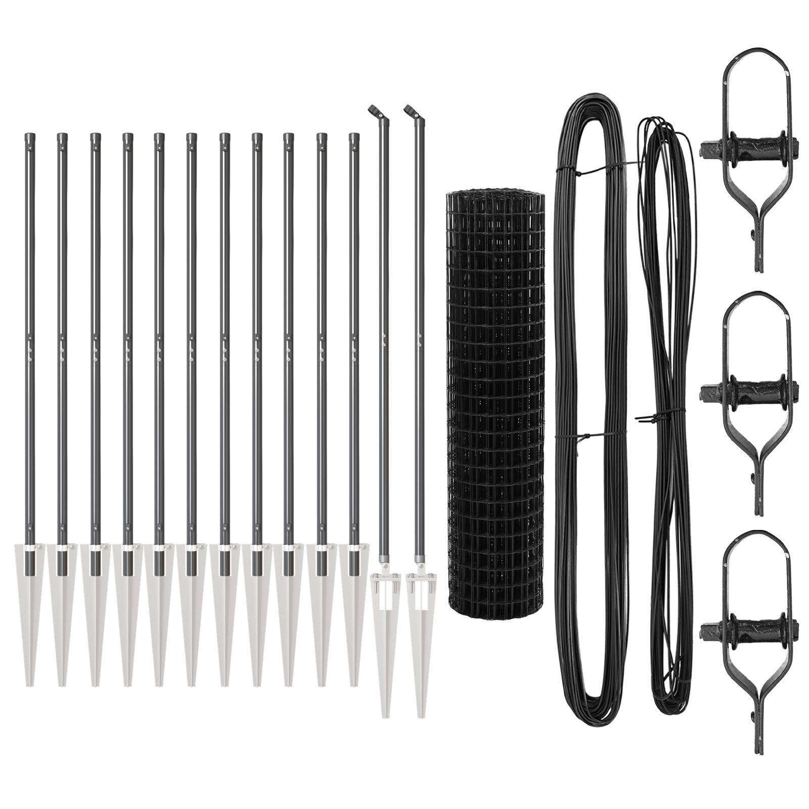 vidaXL Eurozaun mit 13 Spikestangen 1,2x25 m verzinkter Stahl Grau