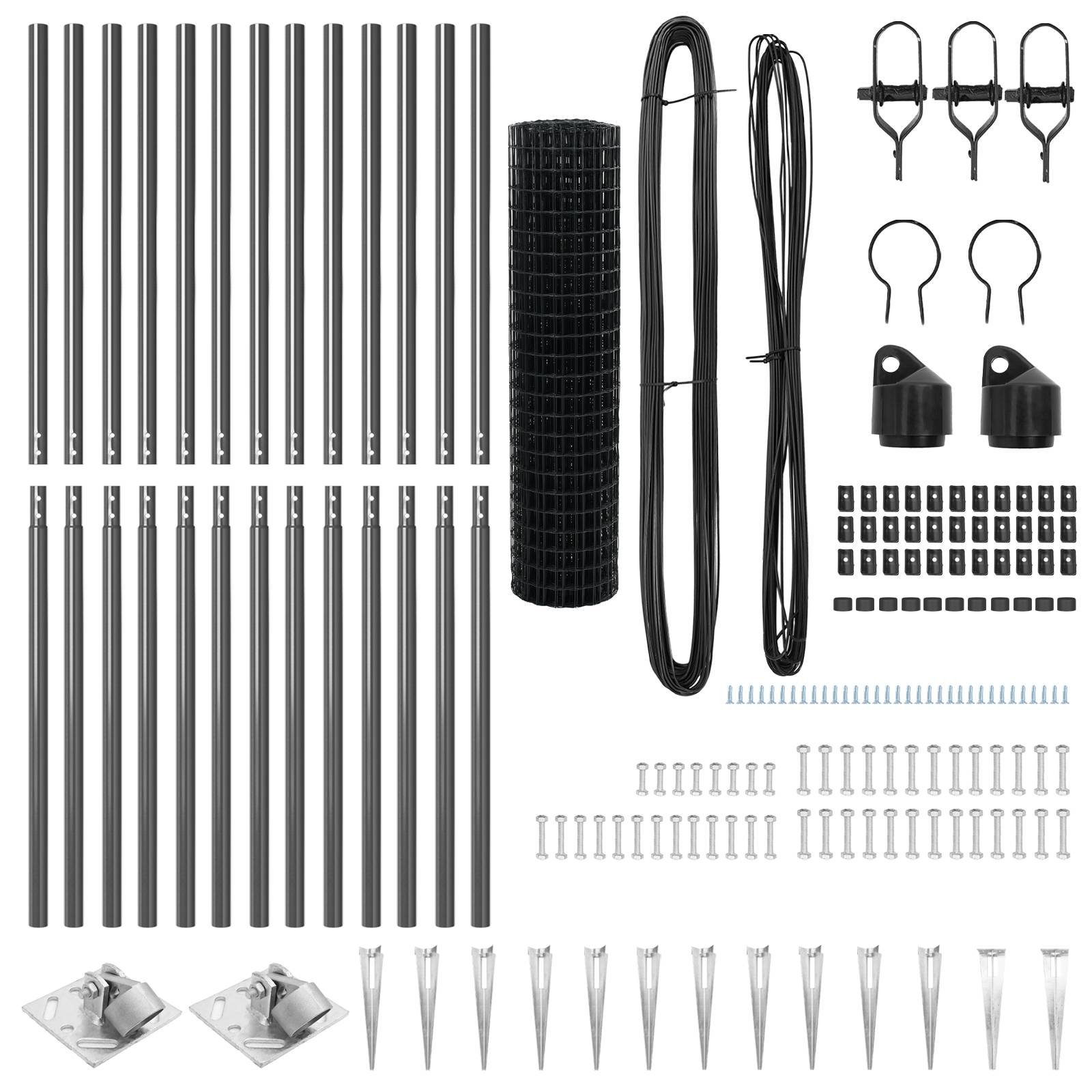 vidaXL Eurozaun mit 13 Spikestangen 1,2x25 m verzinkter Stahl Grau