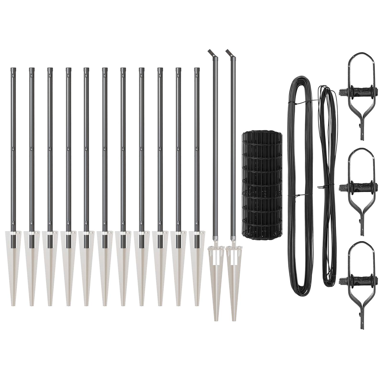 vidaXL Eurozaun mit 13 Spike-Posts 0.6x25 m verzinkter Stahl grau