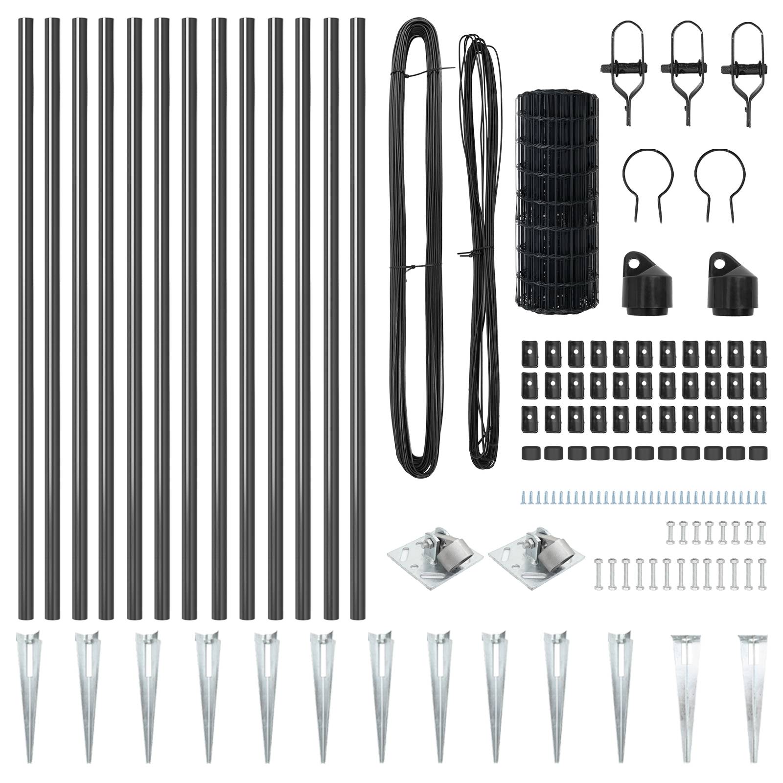 vidaXL Euro Zaun mit 13 Spike-Posts 0.8x25 m feuerverzinkter Stahl Grau