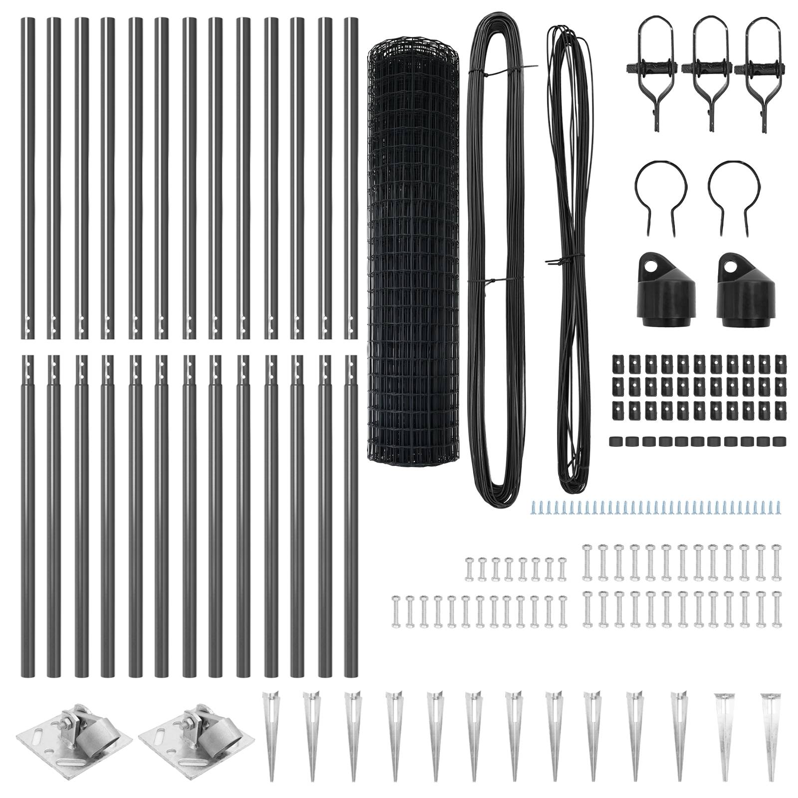 vidaXL Euro Zaun mit 13 Spitzenpfosten 1,2x25 m verzinkter Stahl grau
