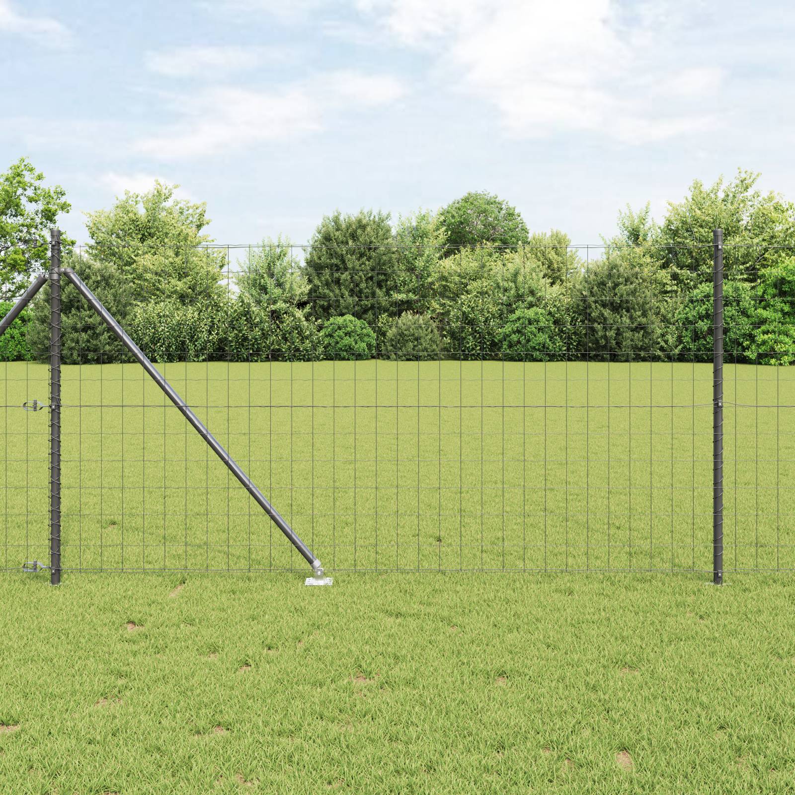 vidaXL Euro Zaun mit 13 Spike-Posten 1x25 m Verzinkter Stahl Grau
