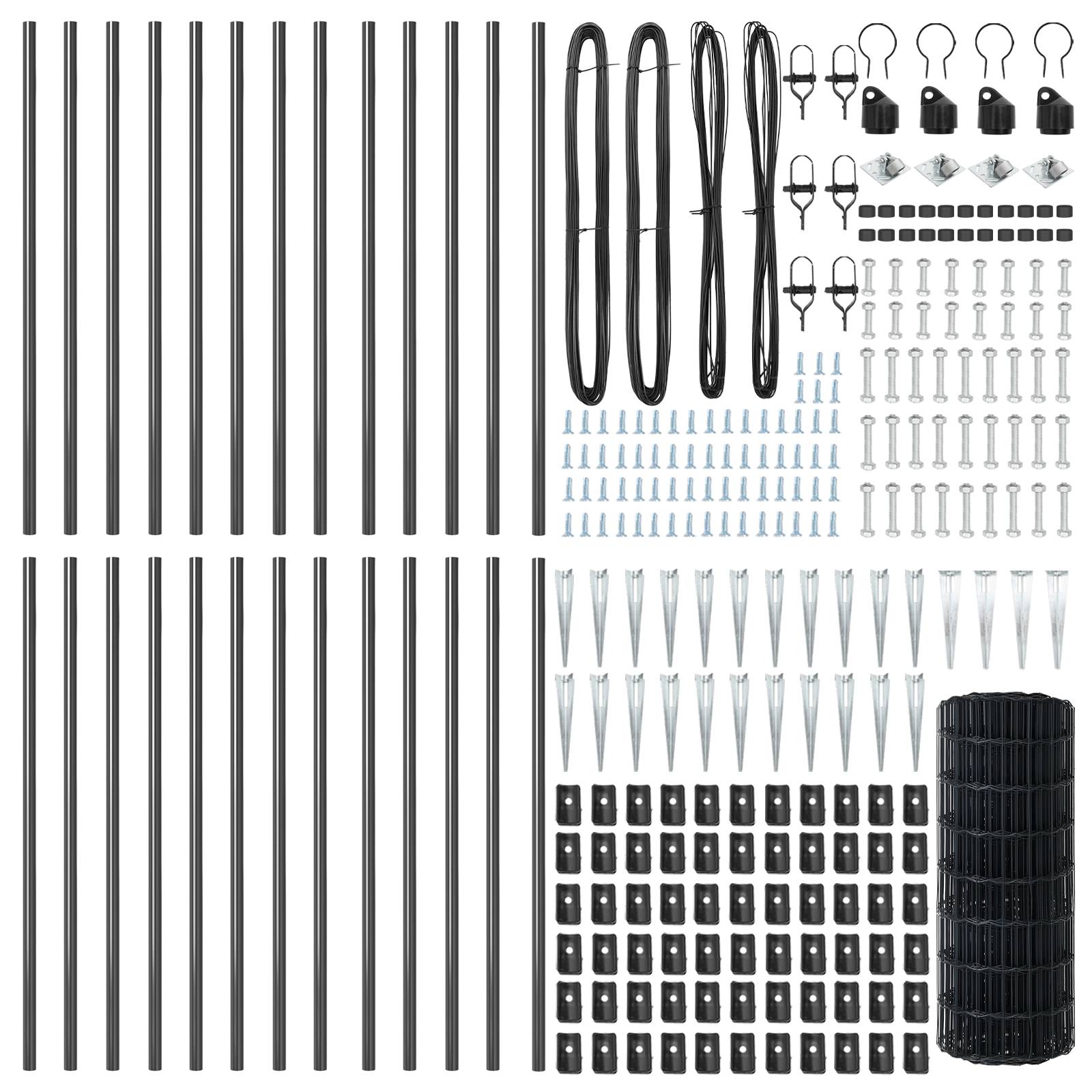 vidaXL Euro Zaun mit 13 Stachelpfosten 0,4x50 m Verzinkter Stahl Grau