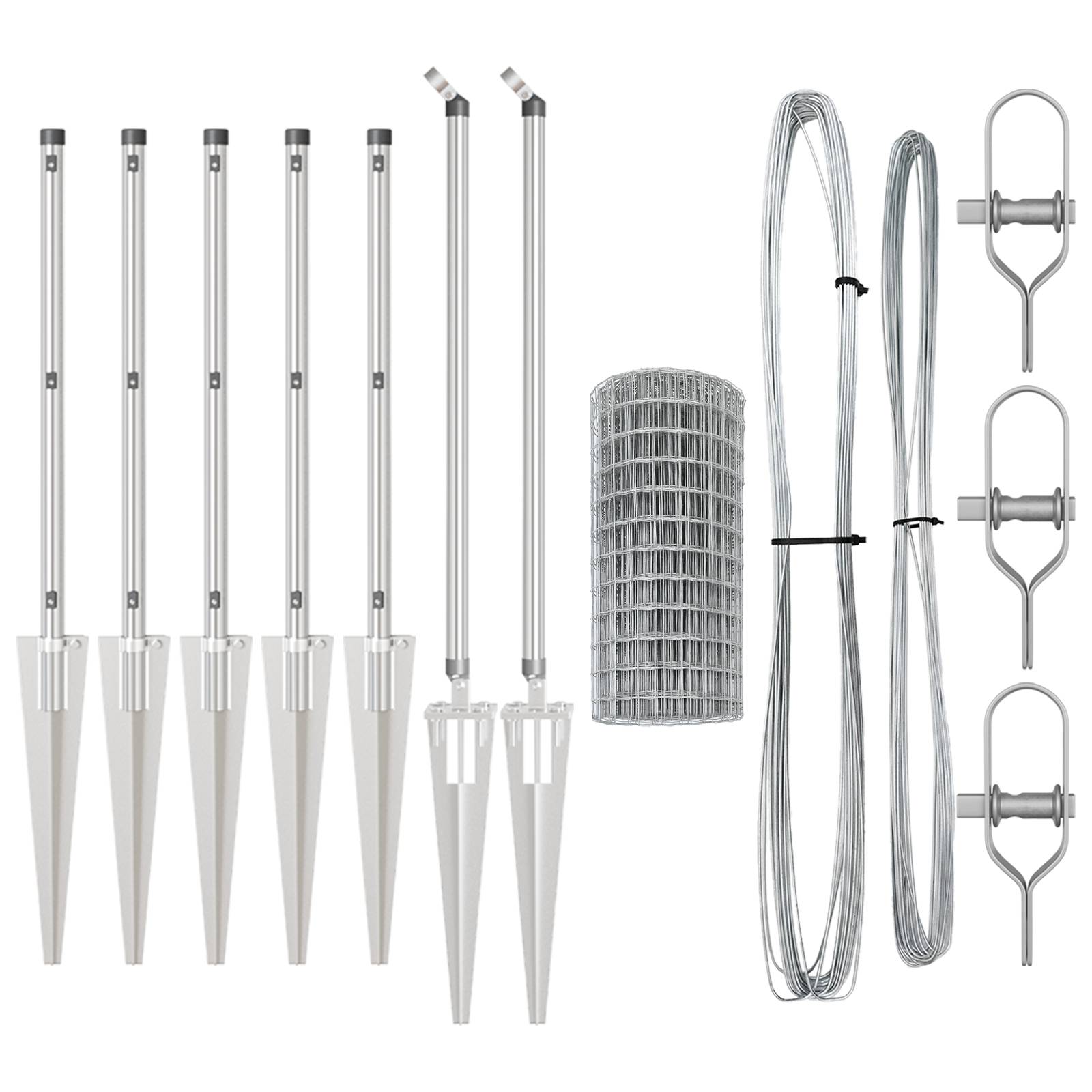 vidaXL Euro Zaun mit 7 Spike Pfählen 0.4x10 m Verzinkter Stahl