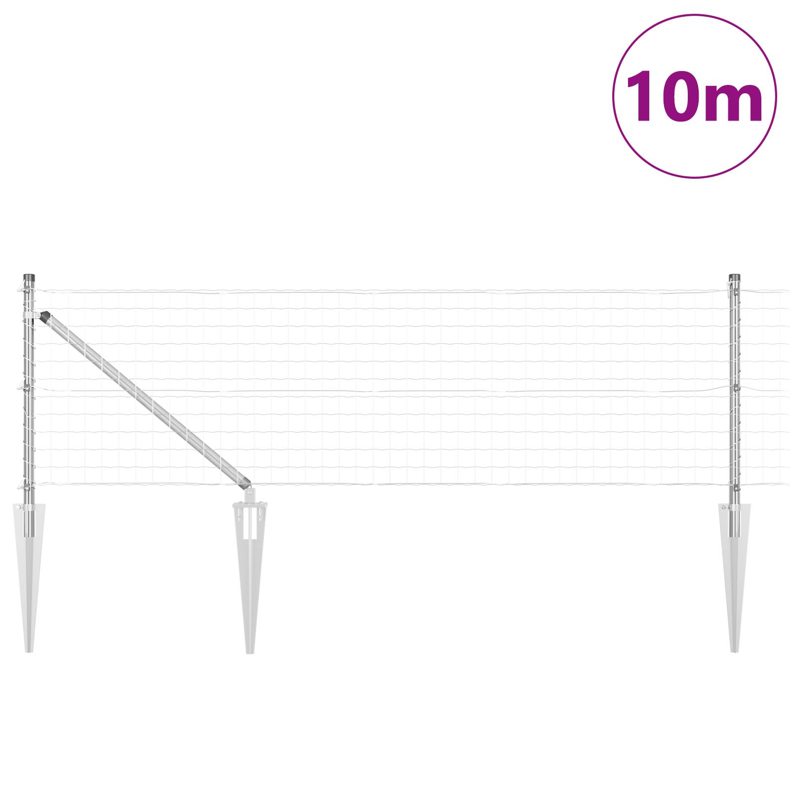 vidaXL Euro Zaun mit 7 Stachelpfosten 0,4x10 m Verzinkter Stahl