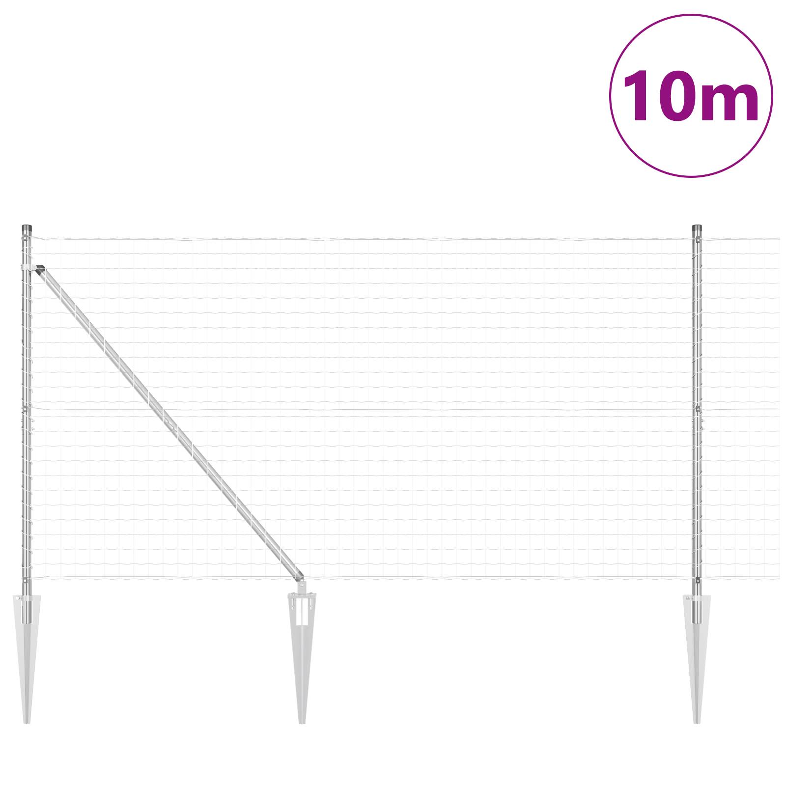 vidaXL Euro Zaun mit 7 Spike Pfosten 1,2x10 m Verzinkter Stahl