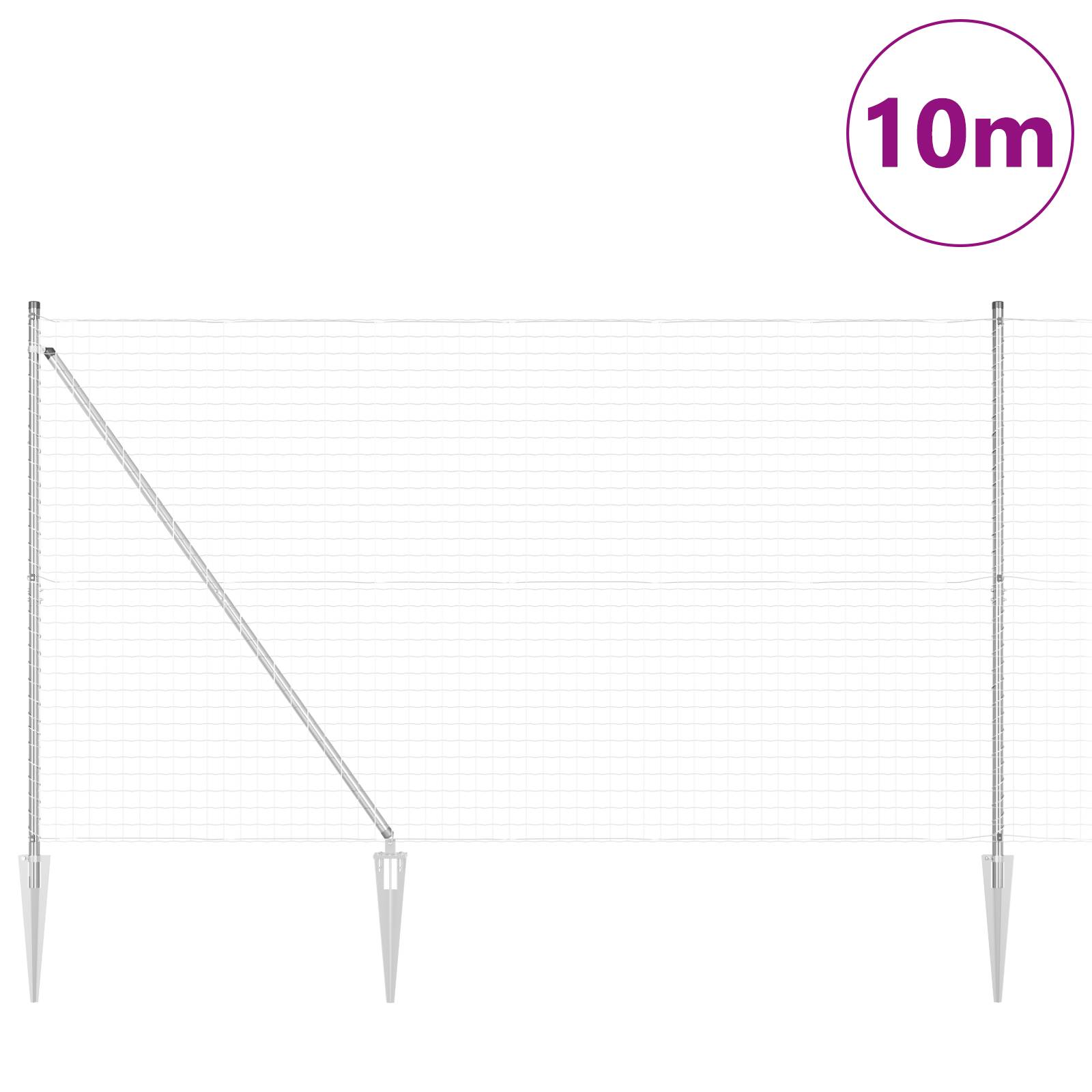 vidaXL Euro Zaun mit 7 Spike-Pfosten 1,5x10 m Verzinkter Stahl