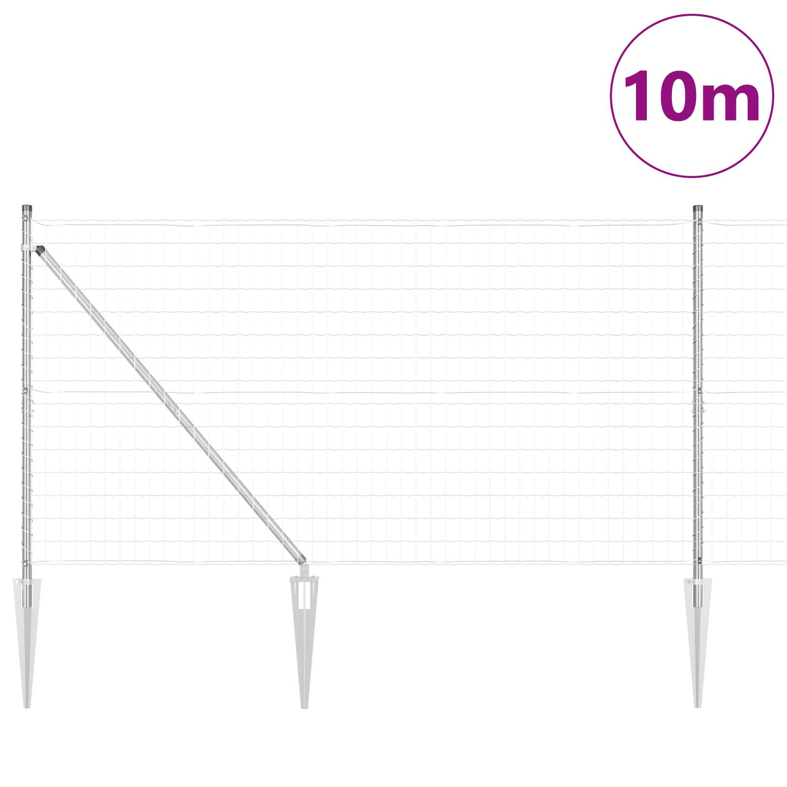 vidaXL Euro Zaun mit 7 Spike-Posten 1.2x10 m Verzinkter Stahl