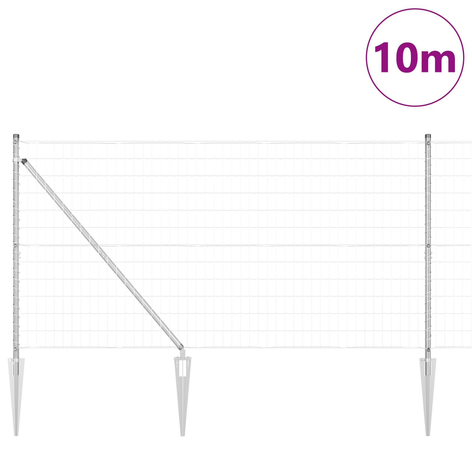 vidaXL Euro Zaun mit 7 Spitzpfählen 1,4 x 10 m Galvanisierter Stahl