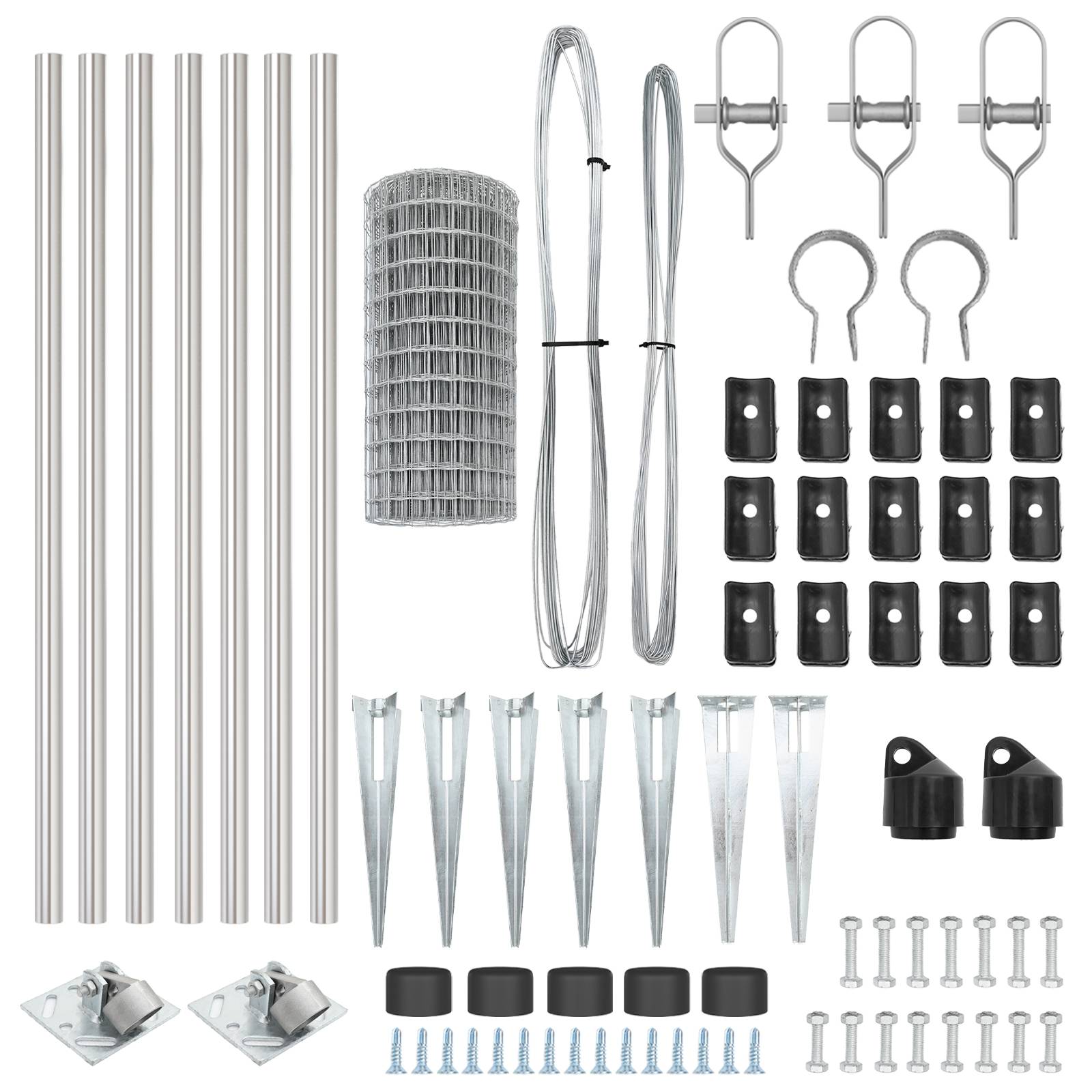vidaXL Euro Zaun mit 7 Spike-Pfählen 1x10 m Feuerverzinkter Stahl