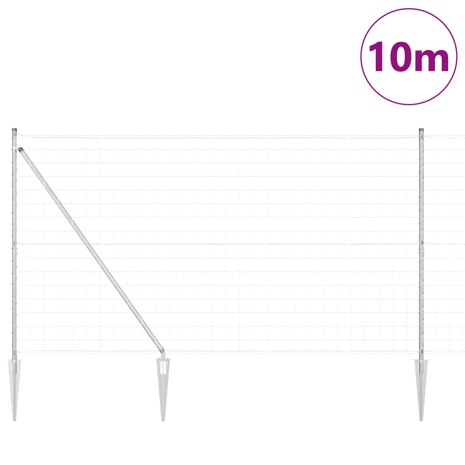 vidaXL Euro Zaun mit 7 Spike Pfosten 1.6x10 m aus verzinktem Stahl