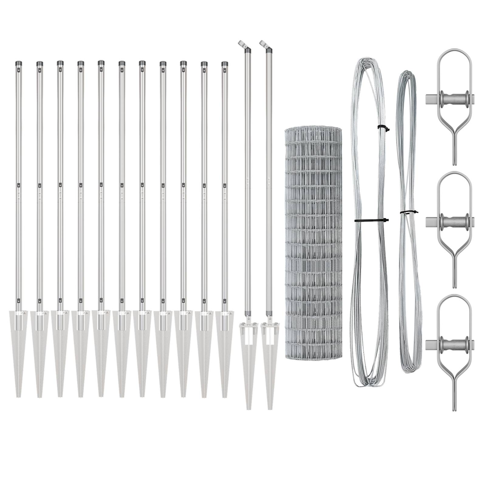 vidaXL Eurozaun mit 13 Spike-Posts 1.2x25 m verzinkter Stahl