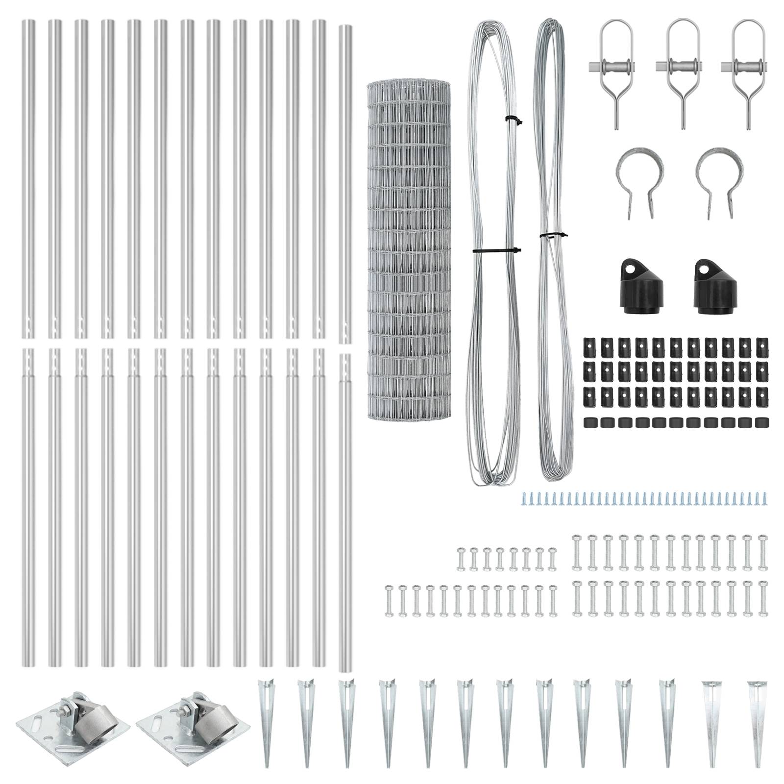 vidaXL Eurozaun mit 13 Spike-Posts 1.2x25 m verzinkter Stahl