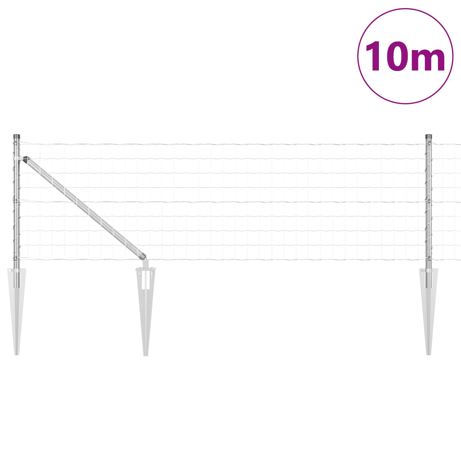 vidaXL Euro Zaun mit 7 Erdspießen 0.4x10 m Feuerverzinkter Stahl