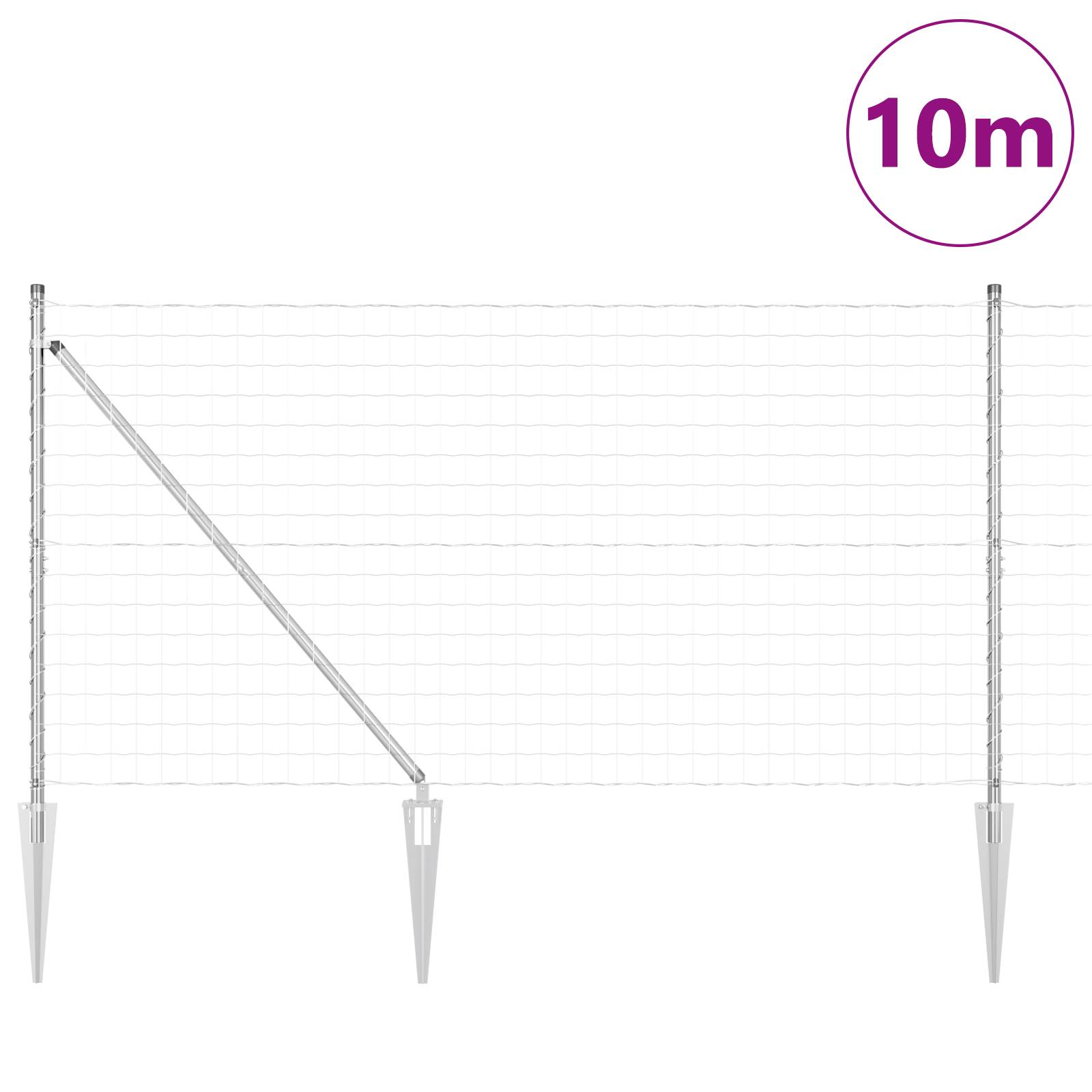 vidaXL Euro Zaun mit 7 Spitzenpfosten 1,4x10 m Verzinkter Stahl