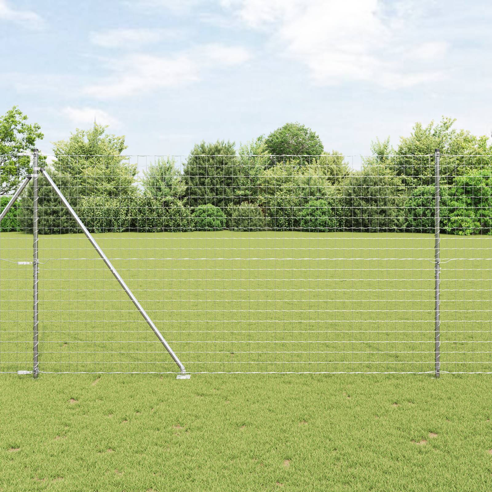 vidaXL Eurozaun mit 7 Spike-Pfosten 1,6x10 m Feuerverzinkter Stahl