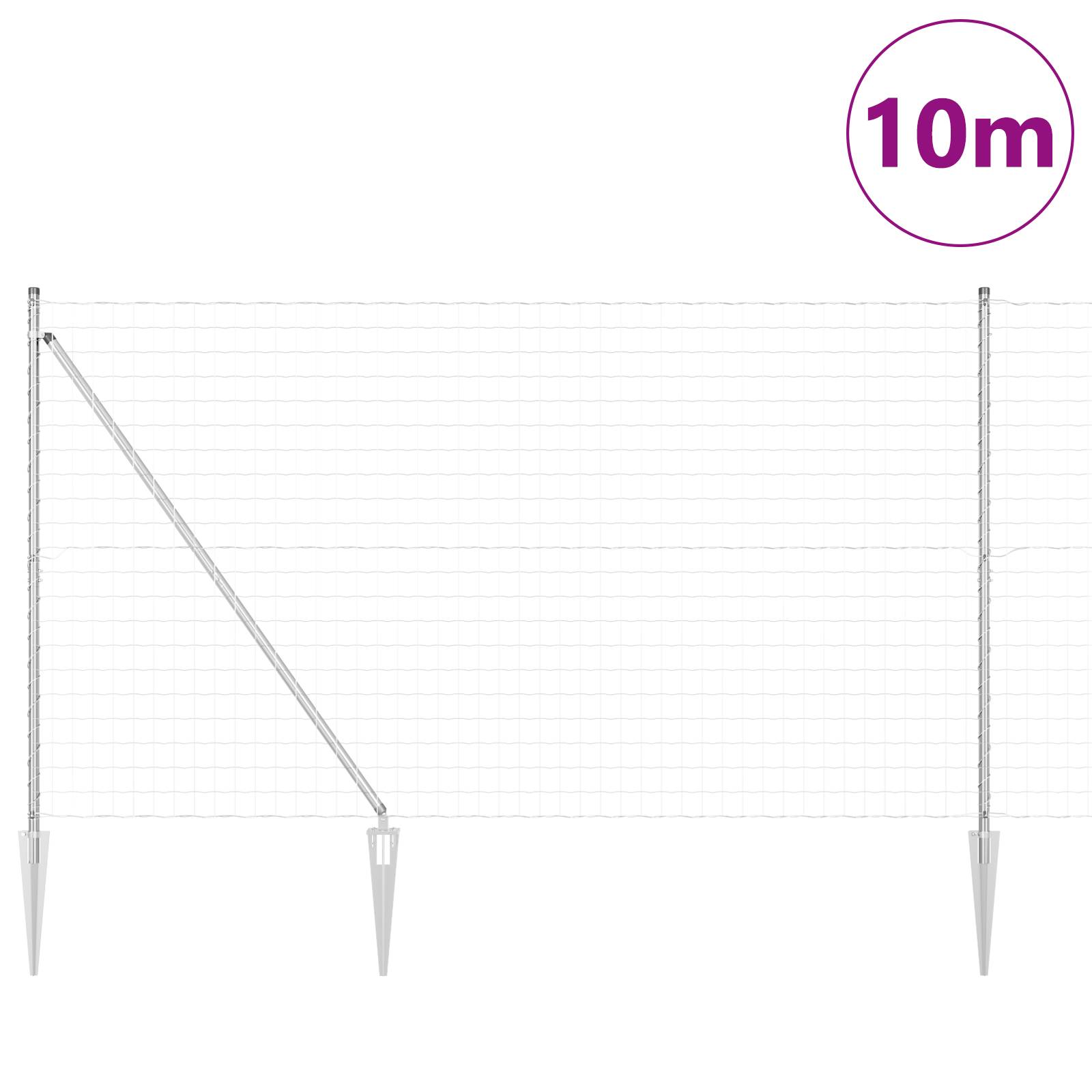 vidaXL Eurozaun mit 7 Spike-Pfosten 1,6x10 m Feuerverzinkter Stahl