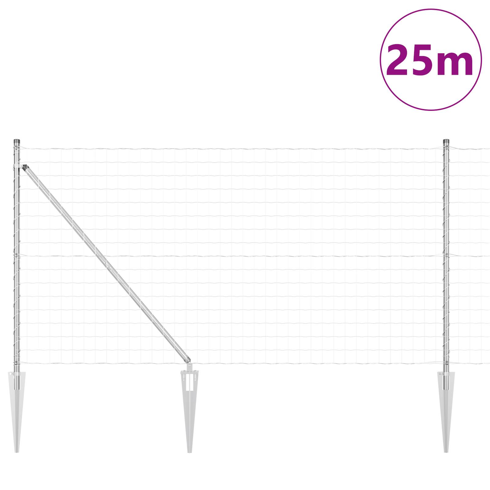 vidaXL Euro Zaun mit 13 Pfählen 1x25 m Verzinkter Stahl