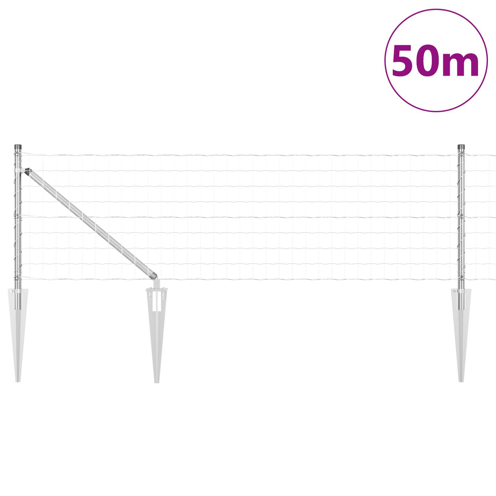 vidaXL Euro Zaun mit 13 Spike Pfosten 0.4x50 m Verzinkter Stahl