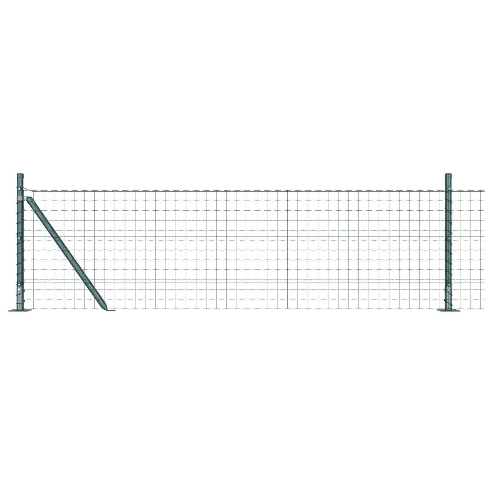 vidaXL Euro Zaun mit 13 Flanschpfosten 0.4x25 m feuerverzinkter Stahl