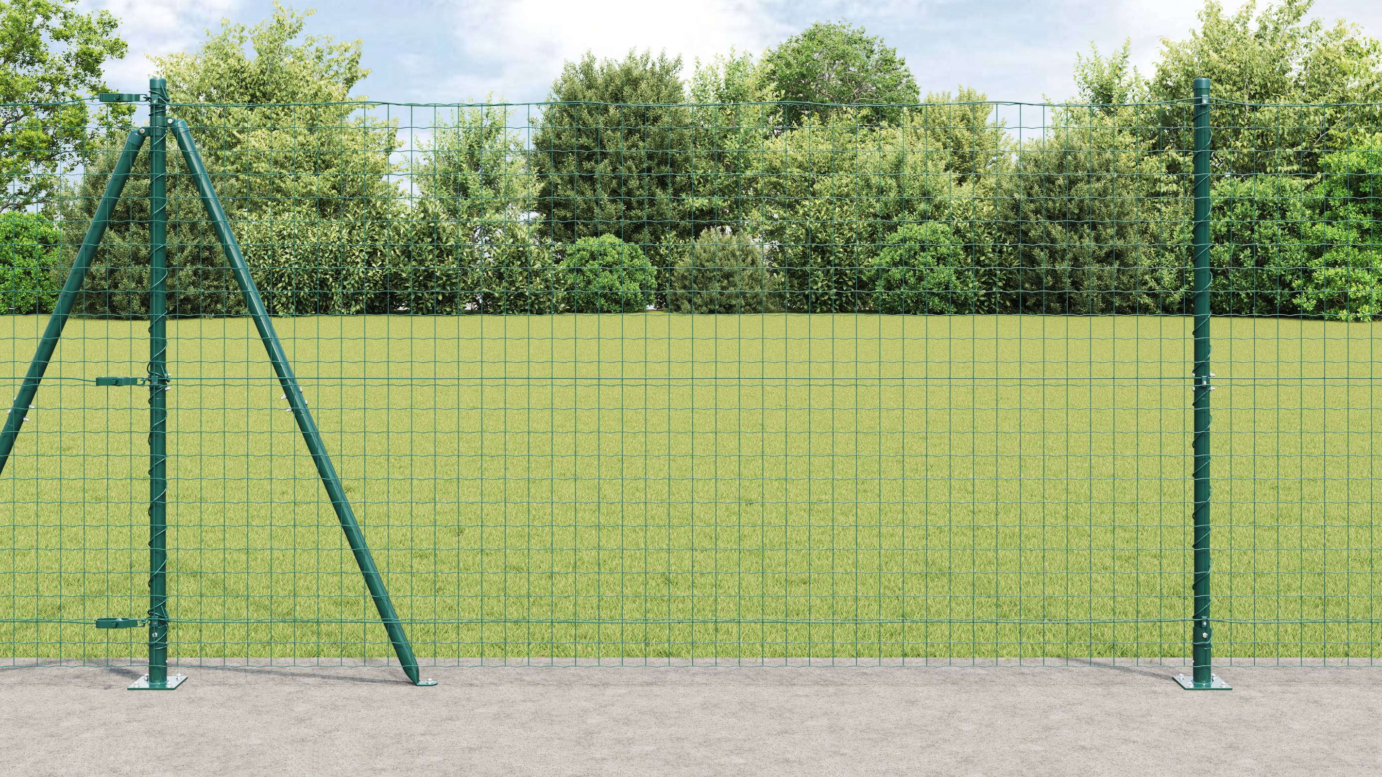 vidaXL Euro Zaun mit 7 Flanschpfosten 1,2x10 m galvanisierter Stahl