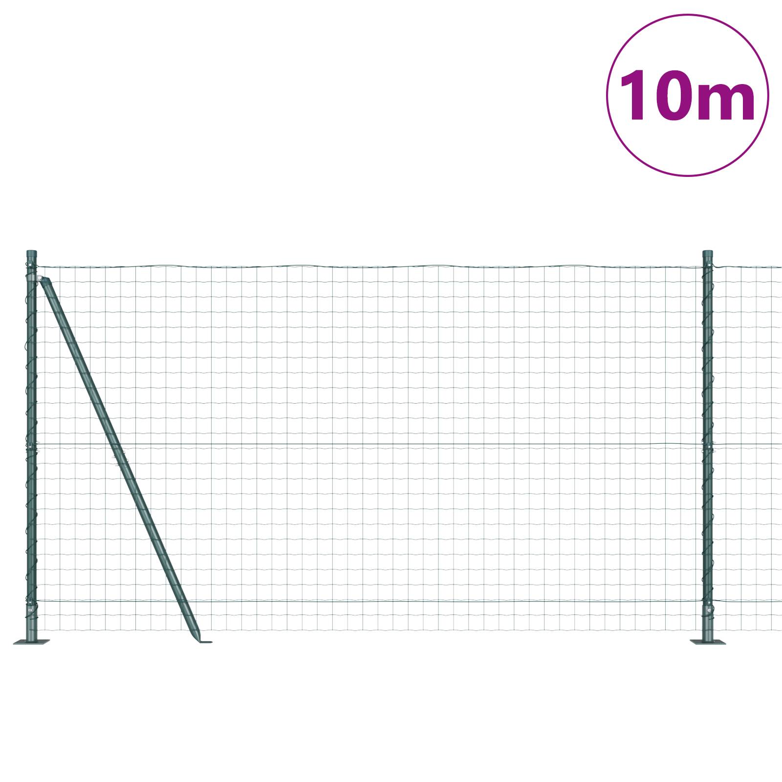 vidaXL Euro Zaun mit 7 Flanschpfosten 1,2x10 m galvanisierter Stahl