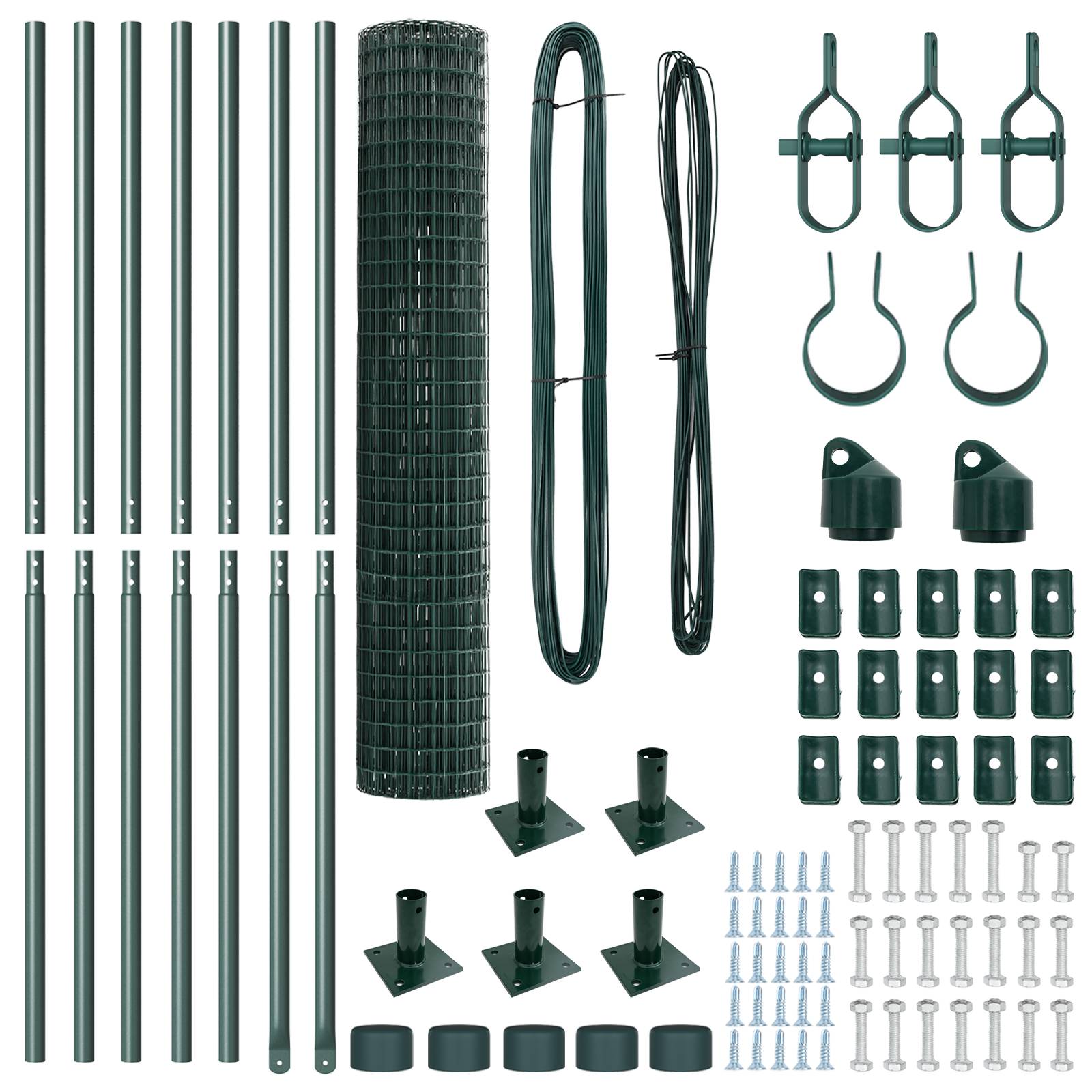 vidaXL Euro Zaun mit 7 Flansch-Posts 1,4x10 m Galvanisierter Stahl