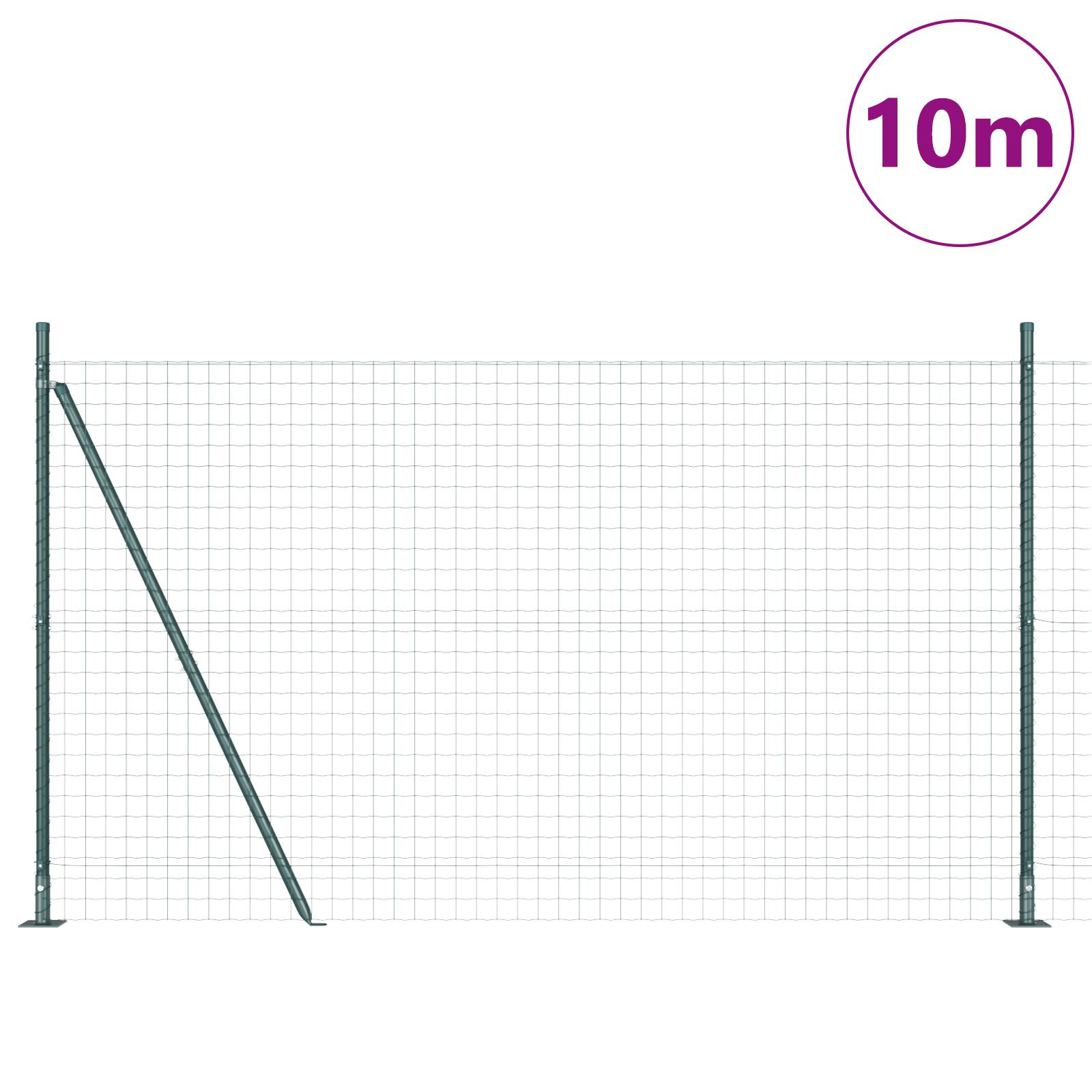 vidaXL Euro Zaun mit 7 Flanschpfosten 1,6x10 m Verzinkter Stahl