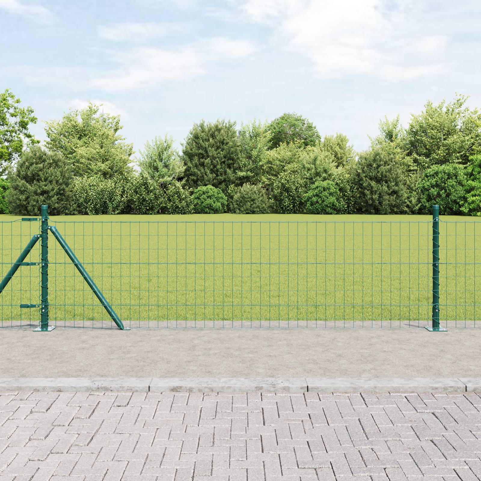 vidaXL Euro-Zaun mit 7 Flanschpfosten 0.4x10 m galvanisierter Stahl